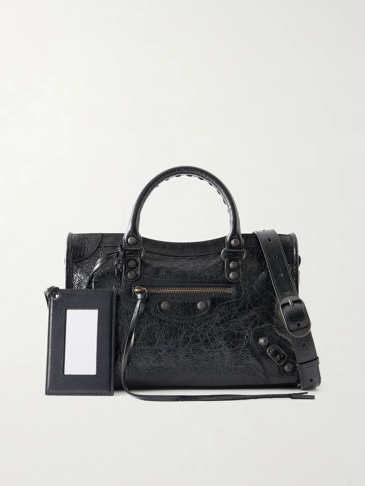 Le City Small Embellished Crinkled-Leather Shoulder Bag