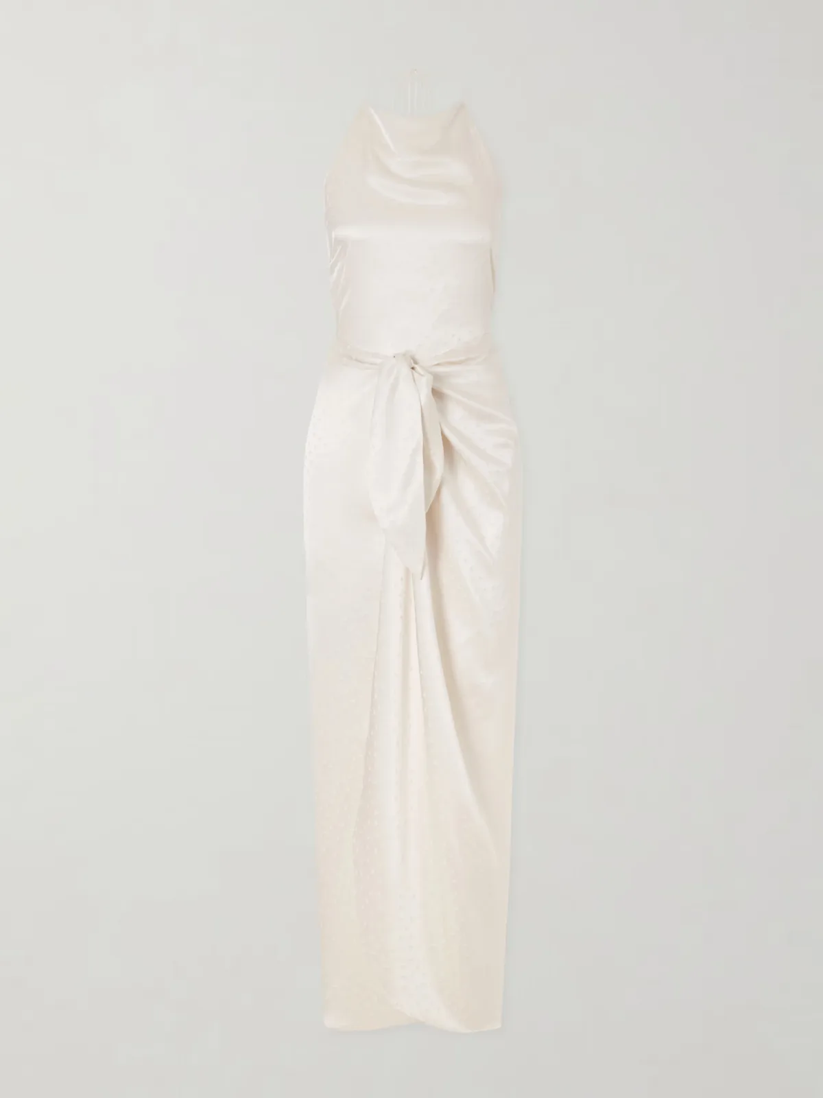 Nourin Polka-Dot Knotted Satin-Jacquard Halterneck Maxi Dress