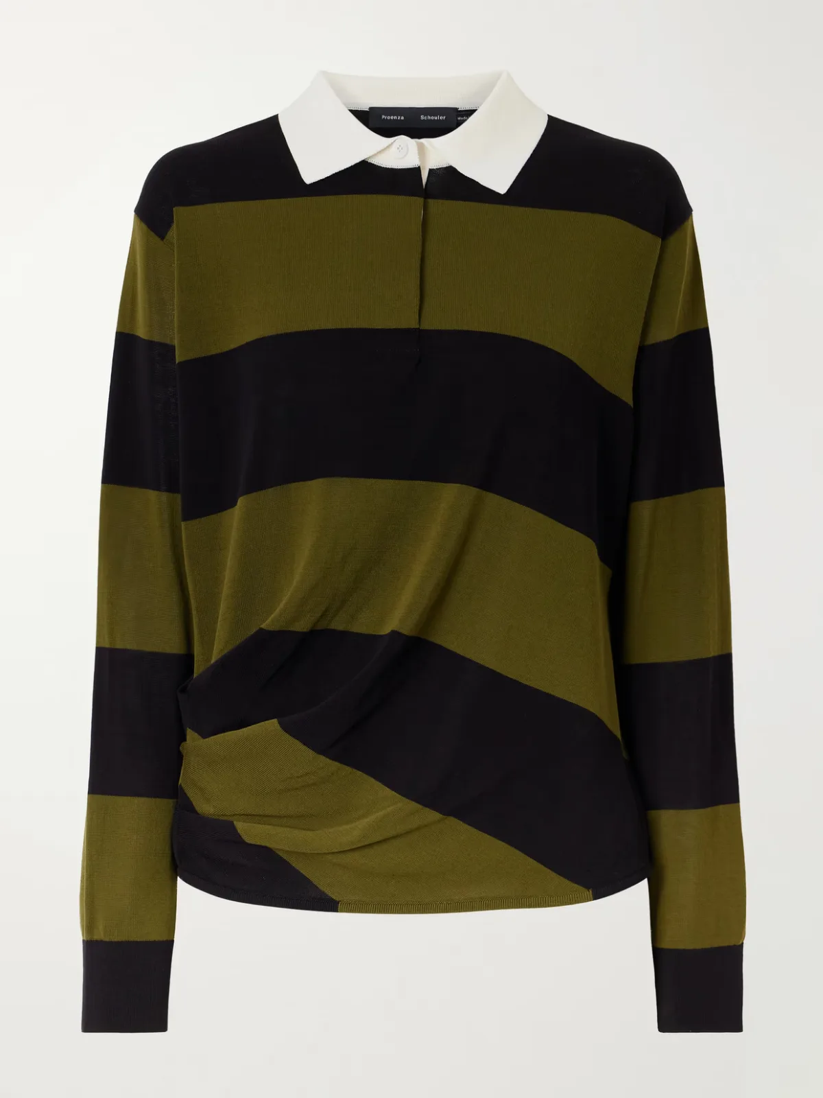 Corinna Striped Cotton-Knit Polo Shirt