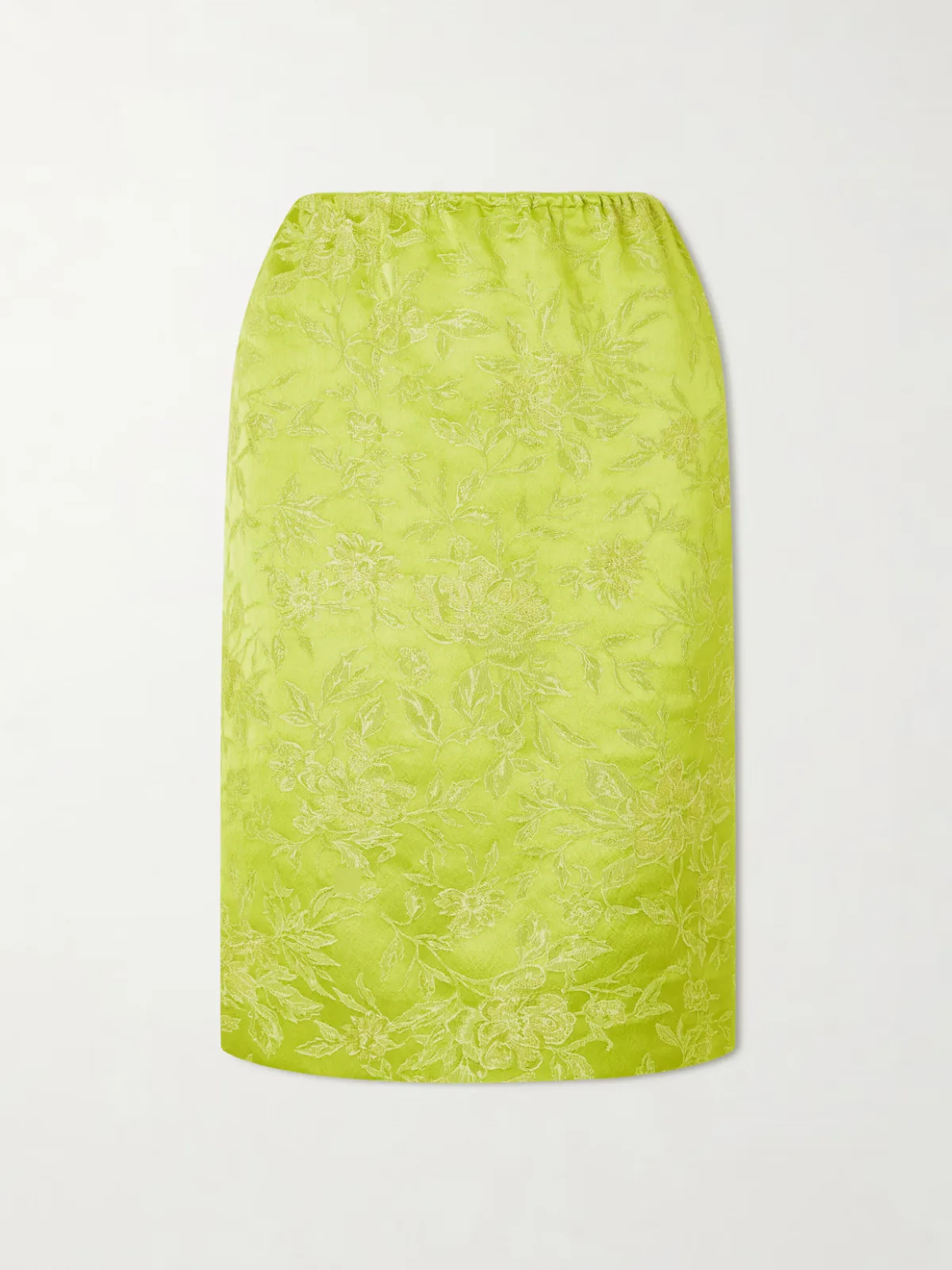Floral-Brocade Midi Skirt