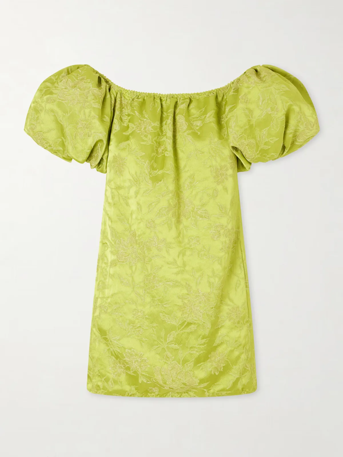 Embroidered Satin Mini Dress