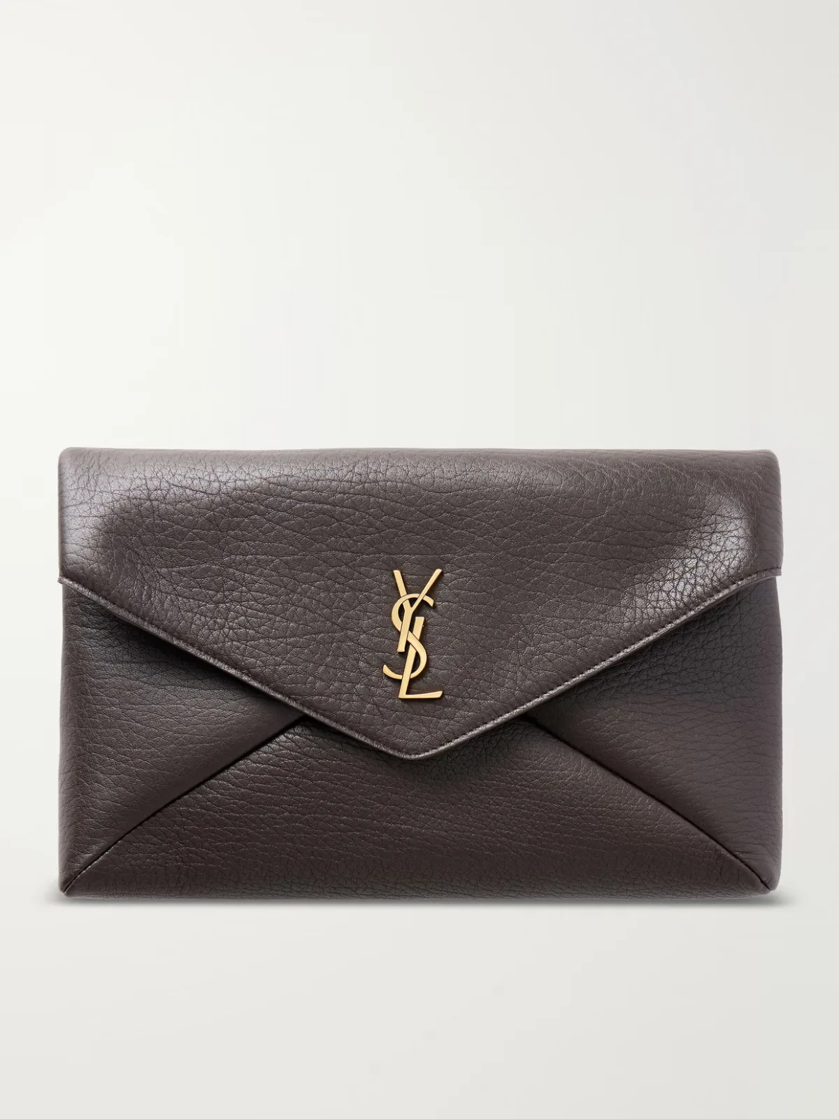 Cassandre Large Textured-Leather Clutch