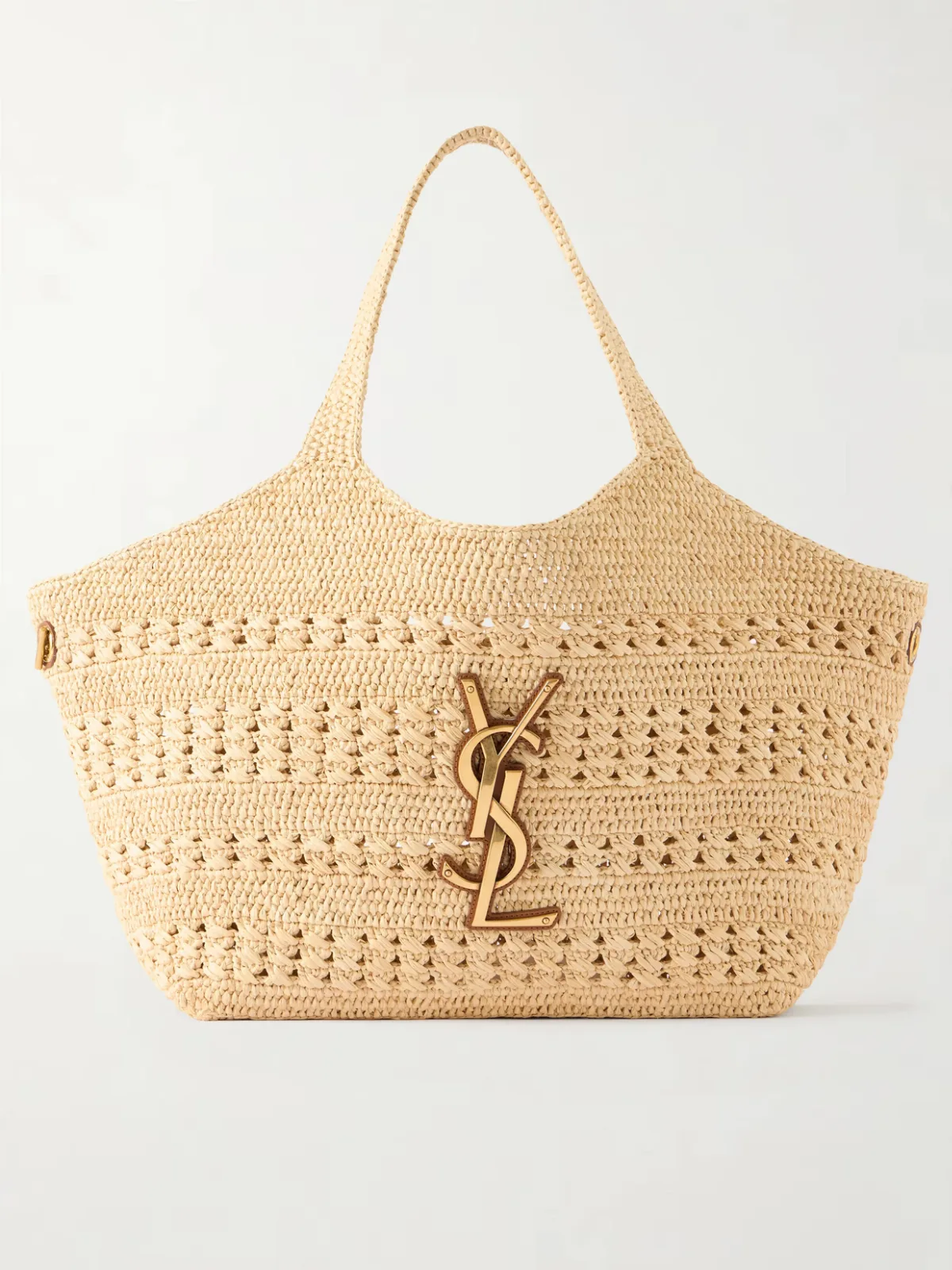 Icare Medium Logo-Appliquéd Raffia Tote