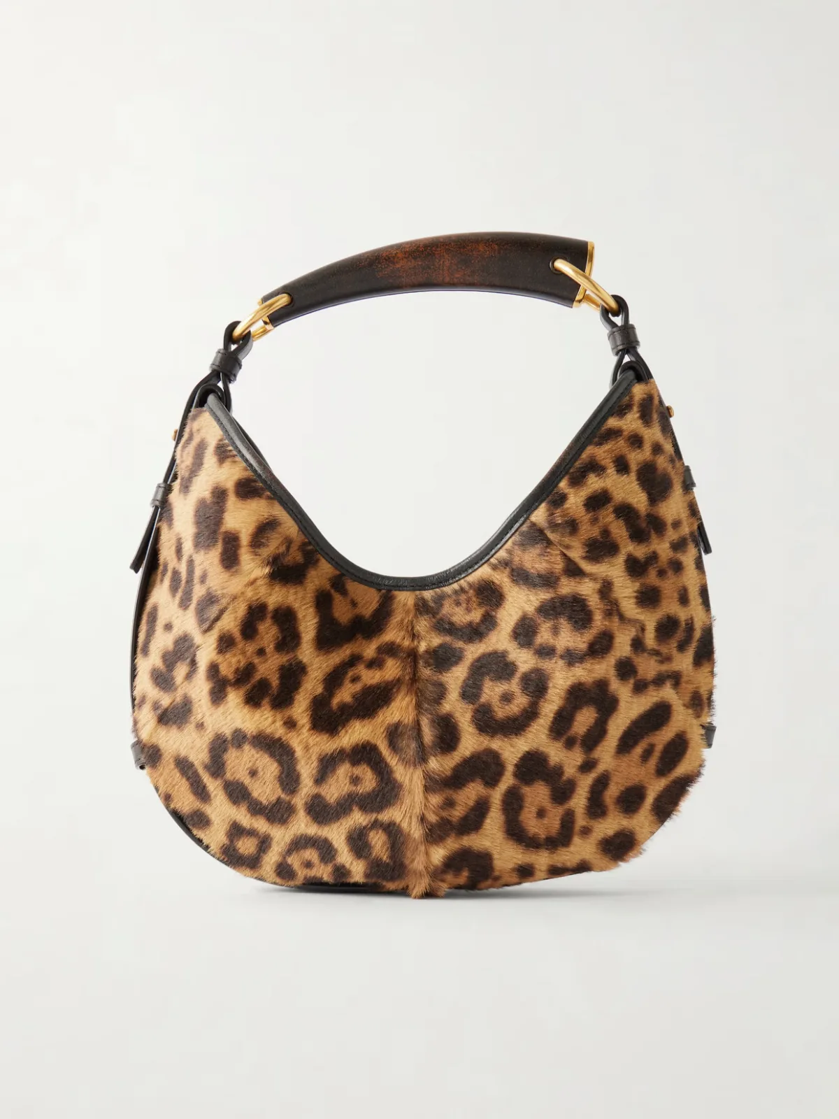 Mombasa Leather-Trimmed Leopard-Print Pony Hair Shoulder Bag