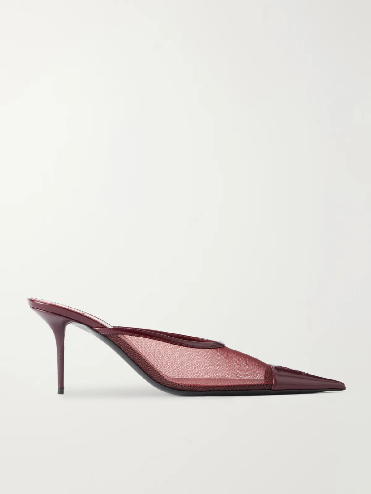 Renée 75 Cassandre-Embroidered Leather-Trimmed Mesh Pumps
