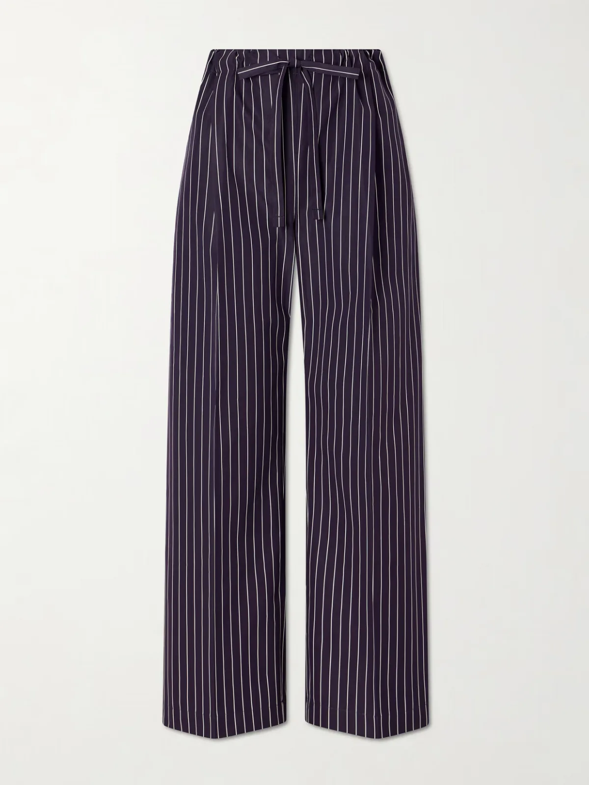 Striped Cotton-Poplin Straight-Leg Drawstring Pants