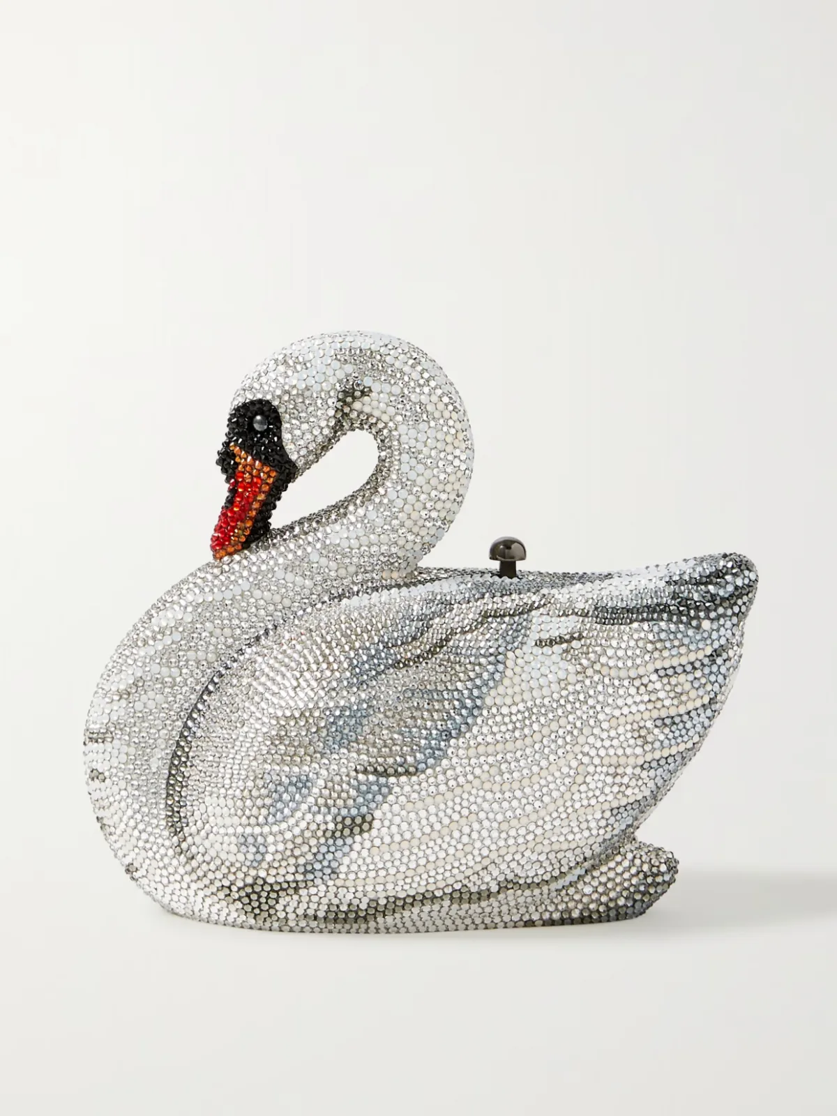 Swan Odette Crystal-Embellished Silver-Tone Clutch