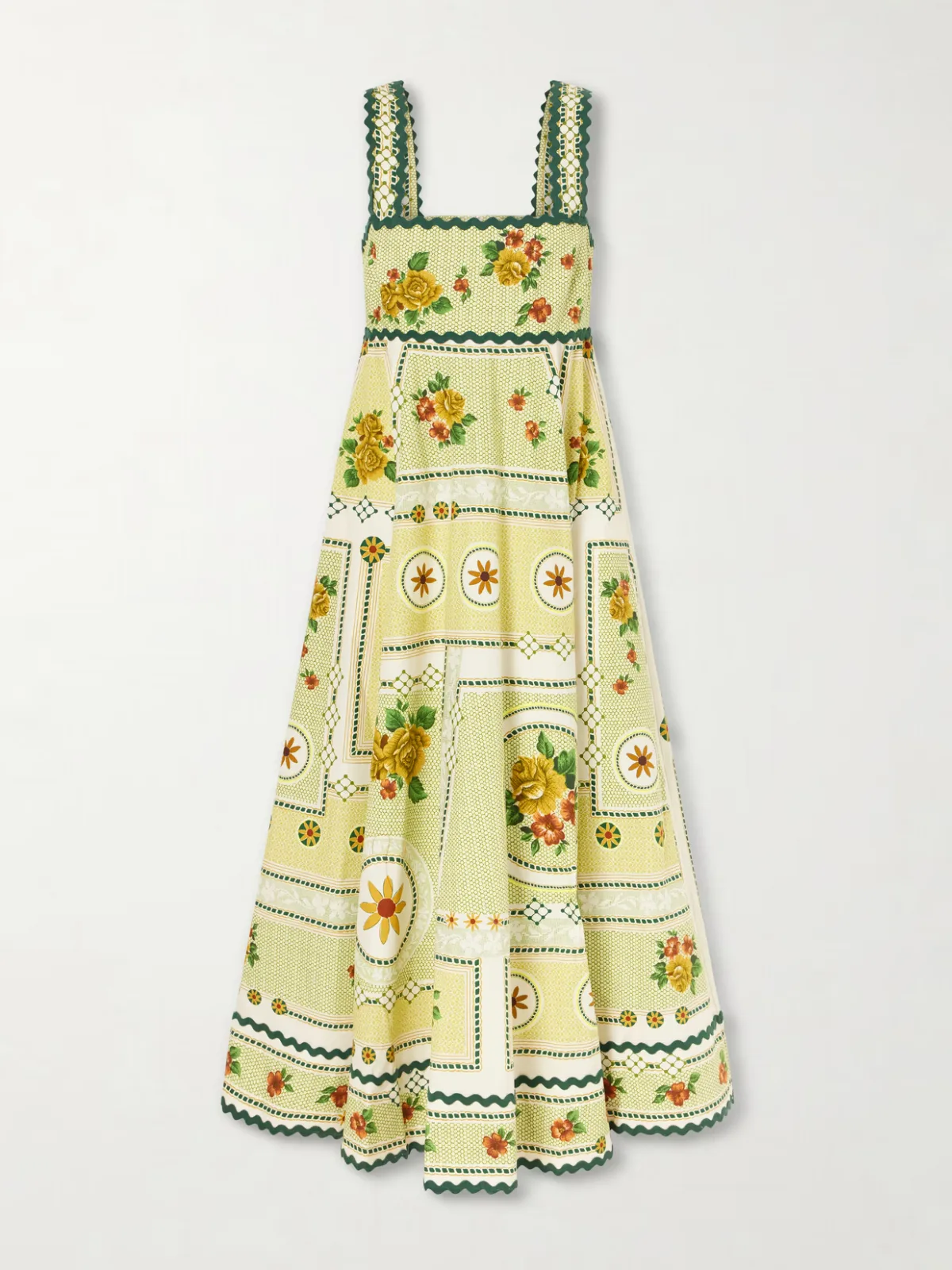 Dixie Pleated Floral-Print Cotton-Poplin Midi Dress