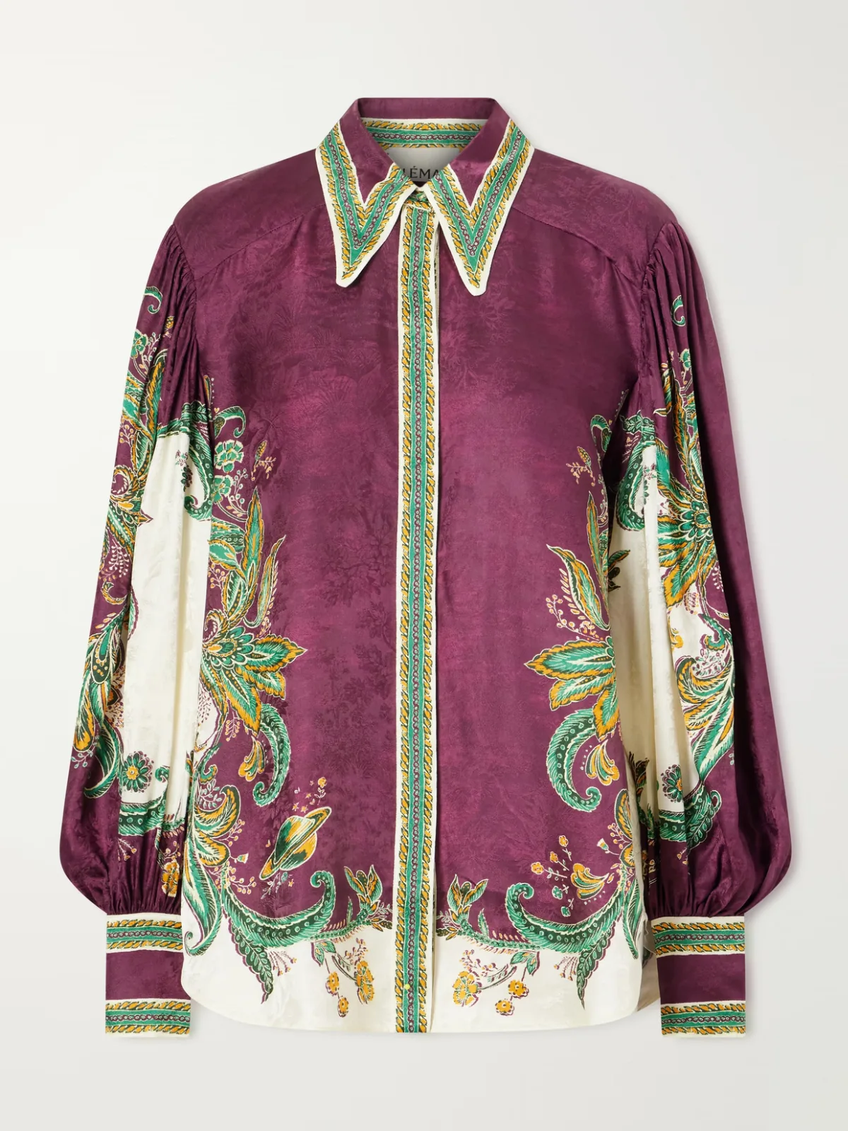 Ruthie Floral-Print Satin-Jacquard Shirt