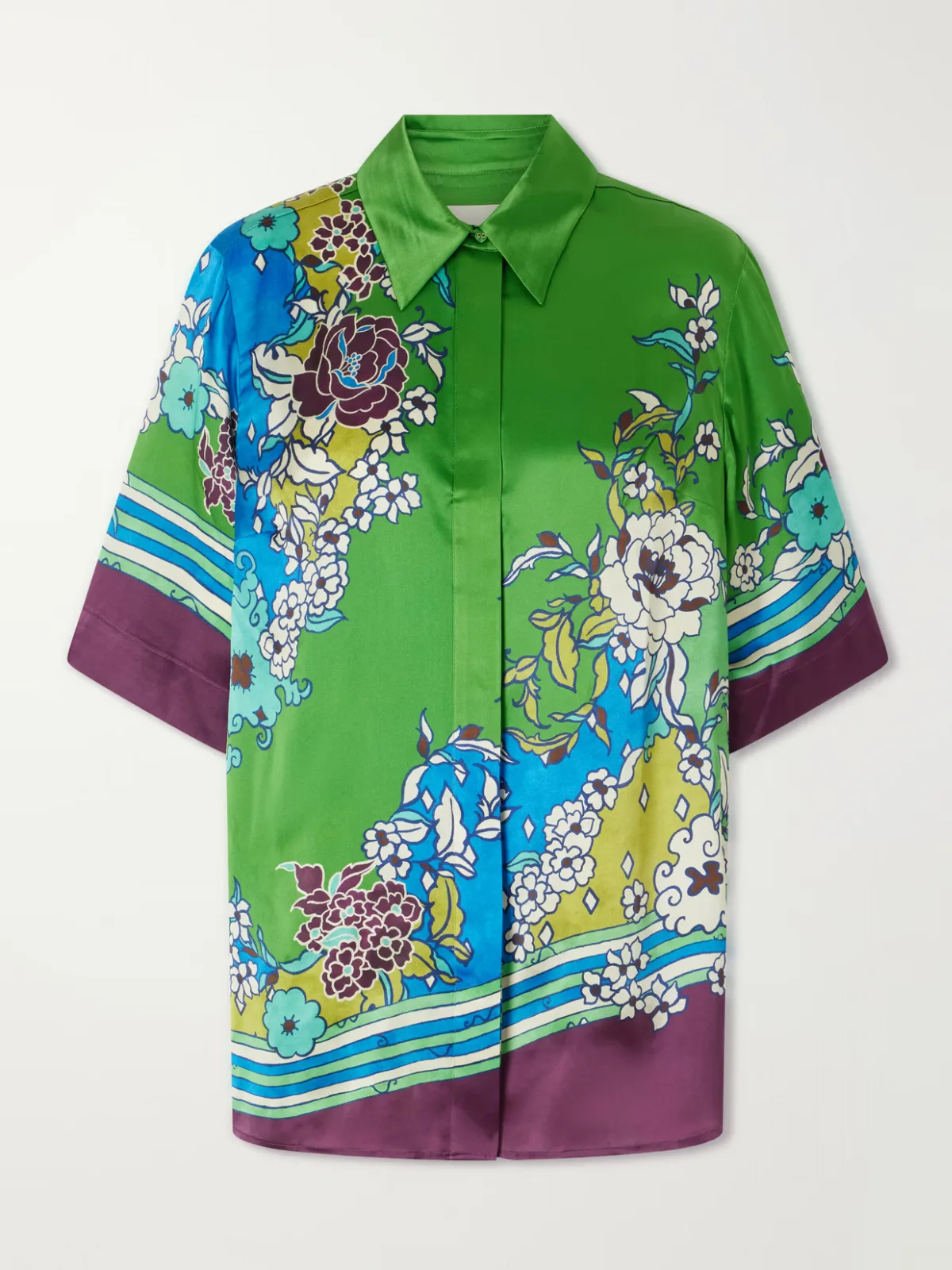Nanci Printed Silk-Satin Shirt