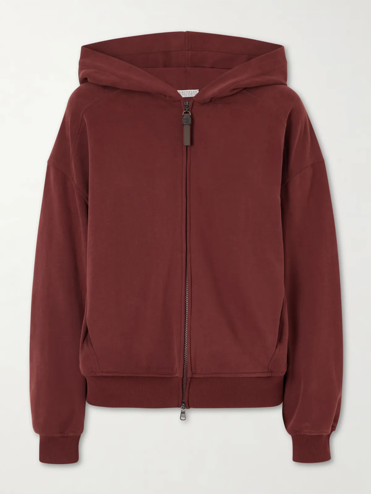 Bead-Embellished Cotton-Jersey Zip-Up Hoodie
