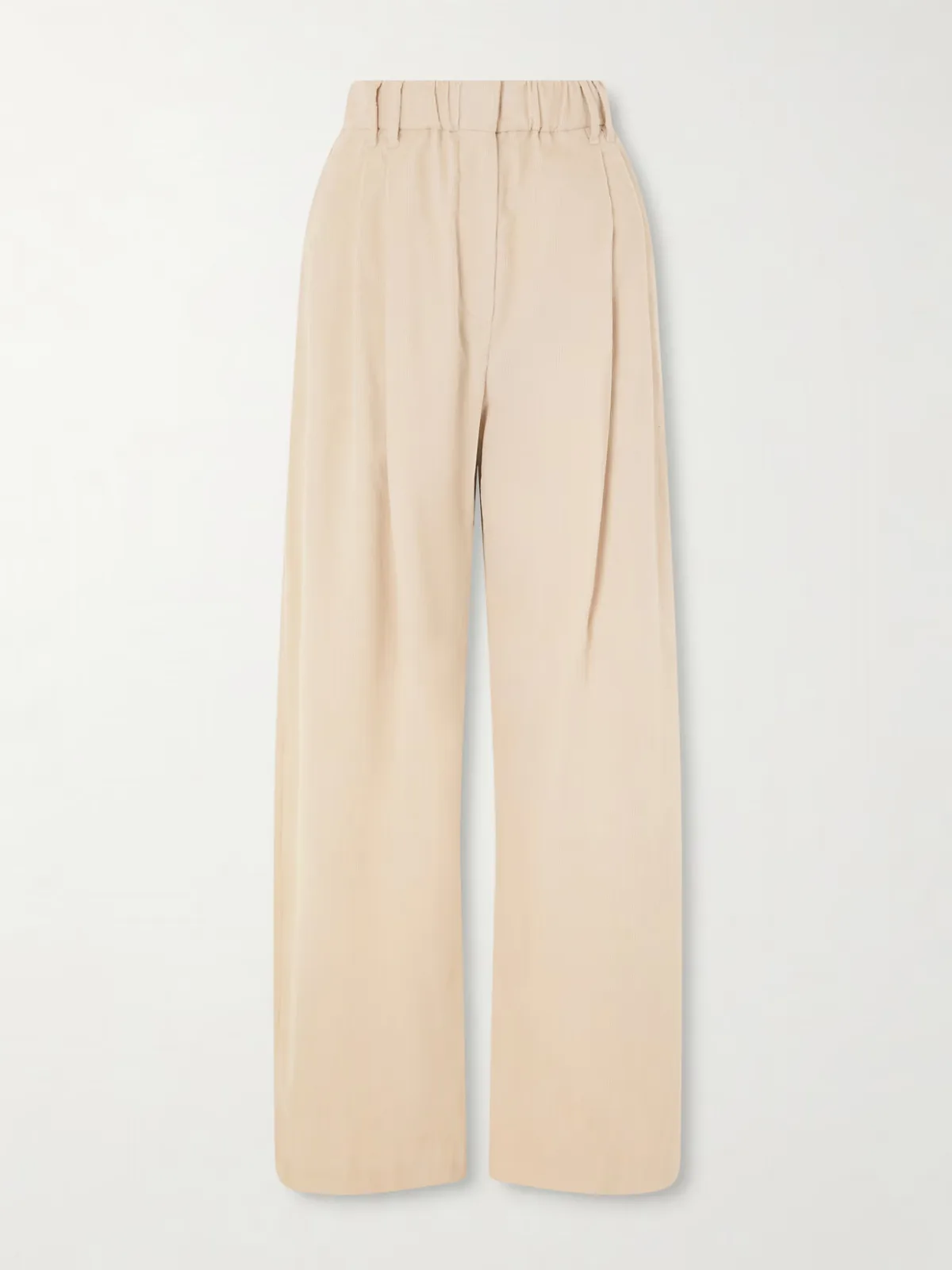 Pleated Cotton, Lyocell and Cashmere-Blend Corduroy Wide-Leg Pants