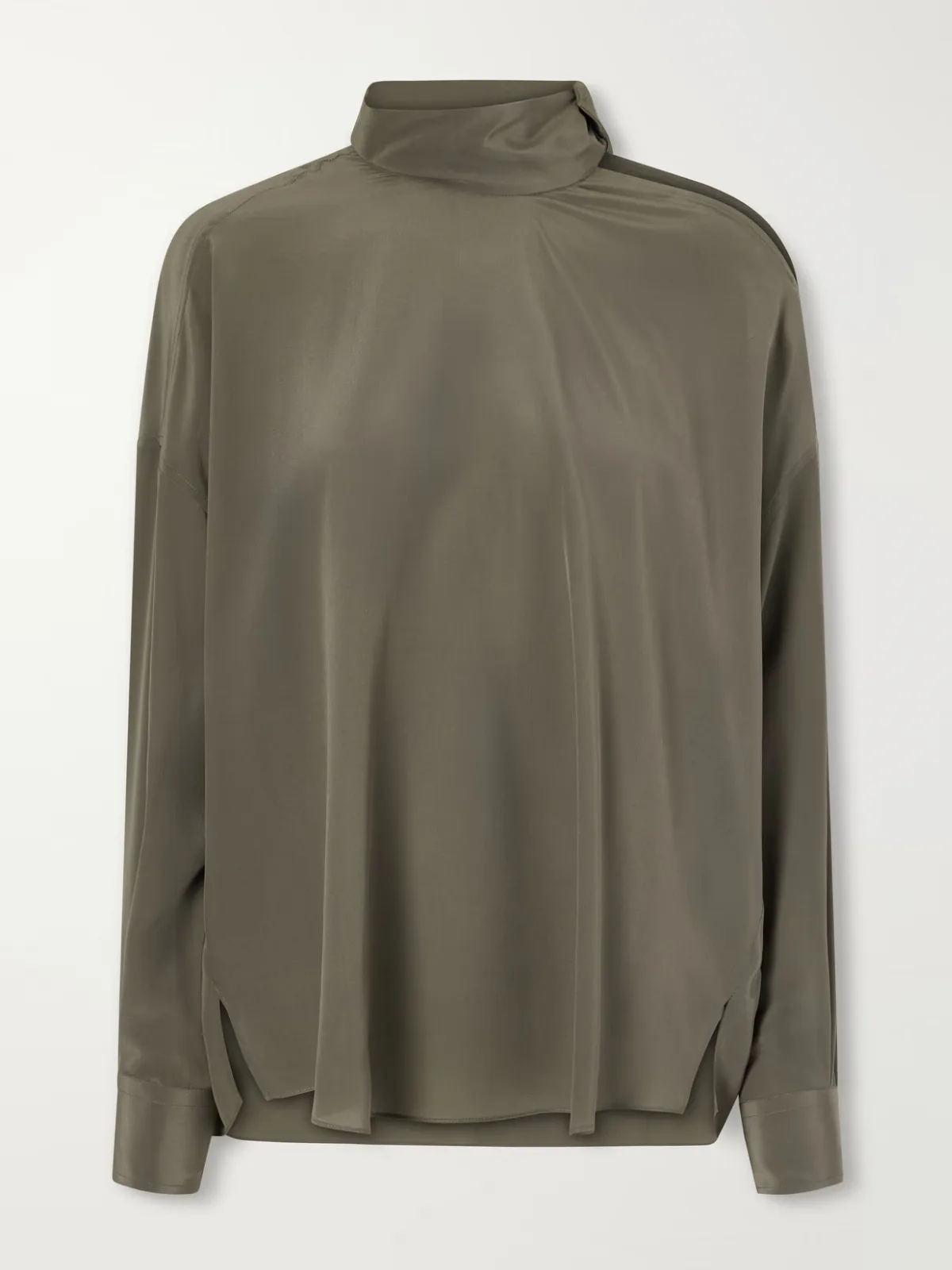 Bead-Embellished Silk-Satin Blouse