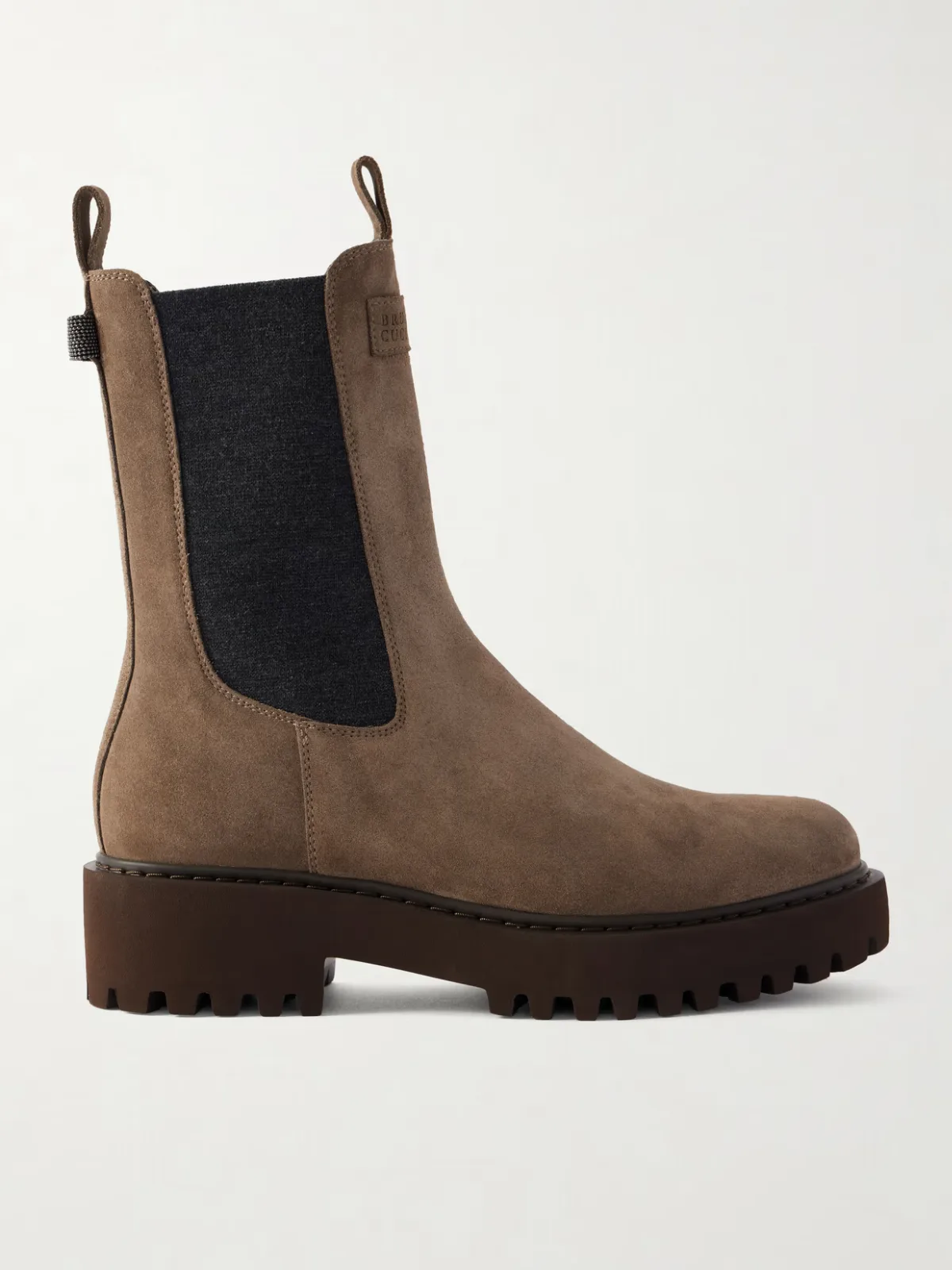 Bead-Embellished Suede Ankle Boots