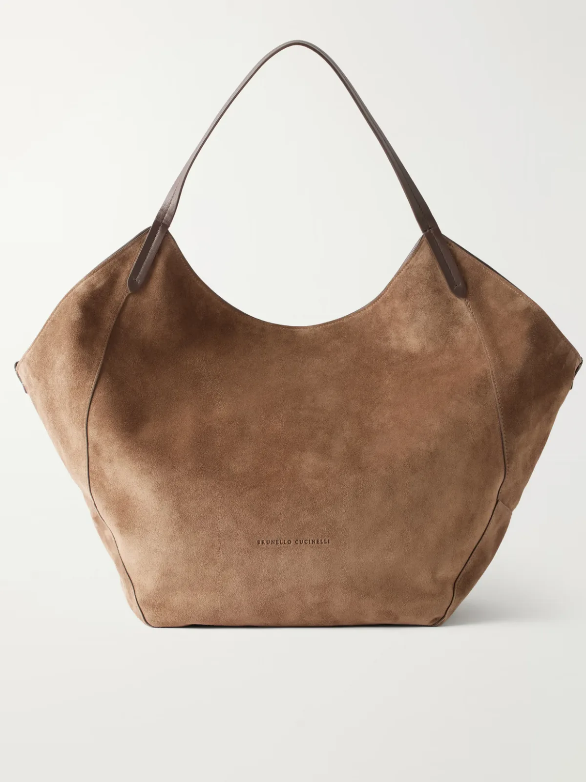 Bead-Embellished Reversible Suede Shoulder Bag