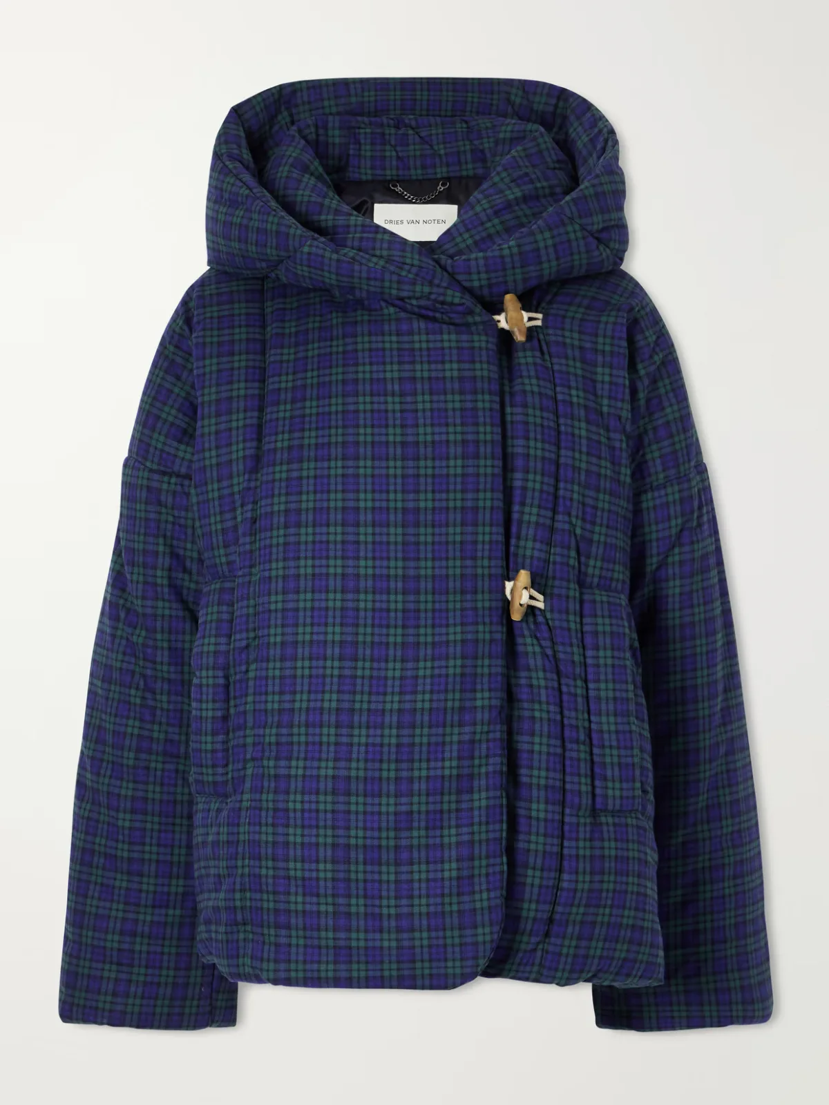 Hooded Checked Padded Cotton-Flannel Jacket by Dries Van Noten