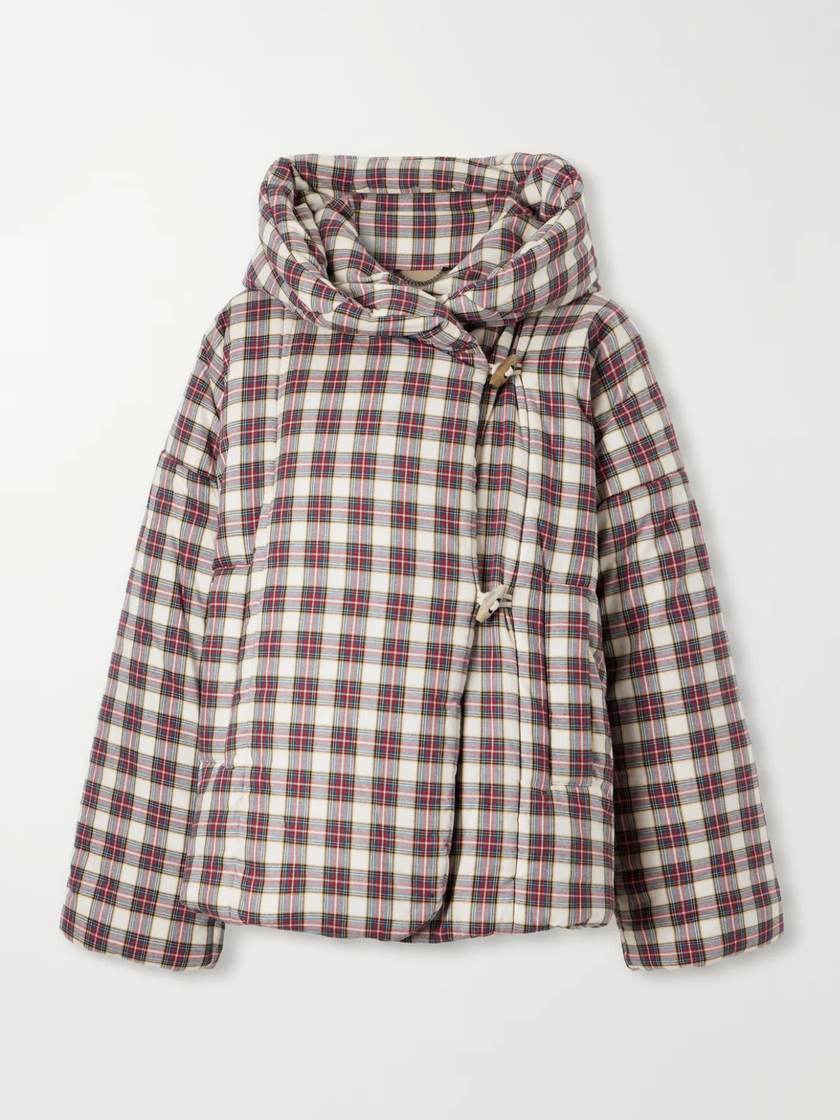 Hooded Checked Padded Cotton-Flannel Jacket