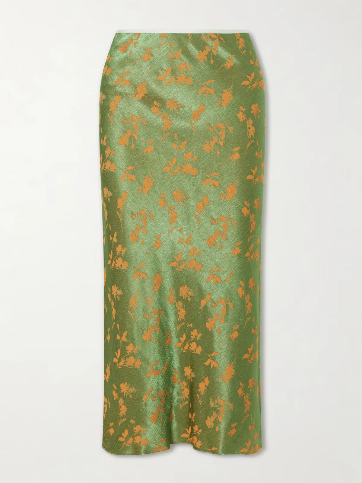 Floral-Jacquard Cloqué Midi Skirt