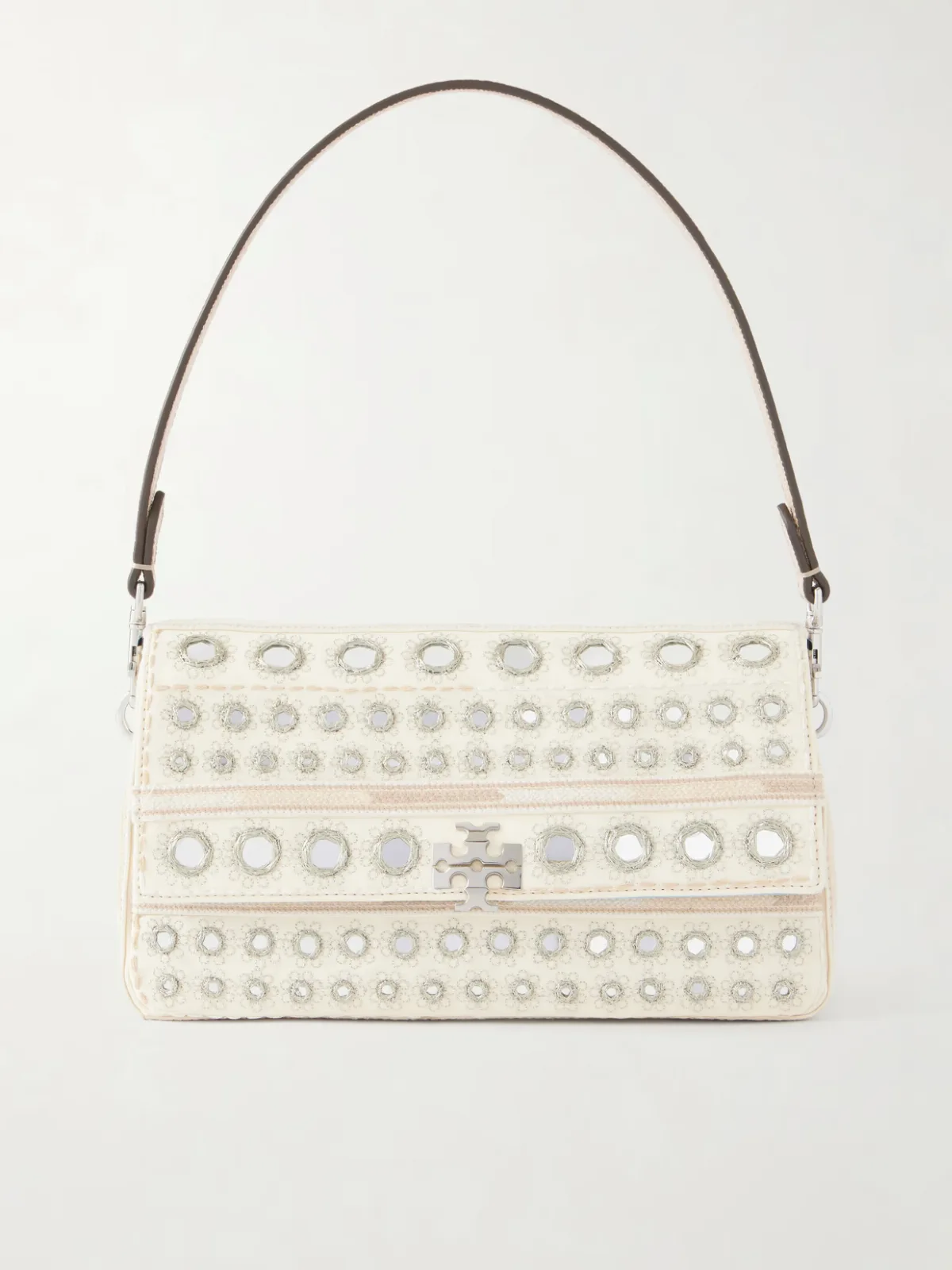 Charlie Embellished Embroidered Canvas Shoulder Bag