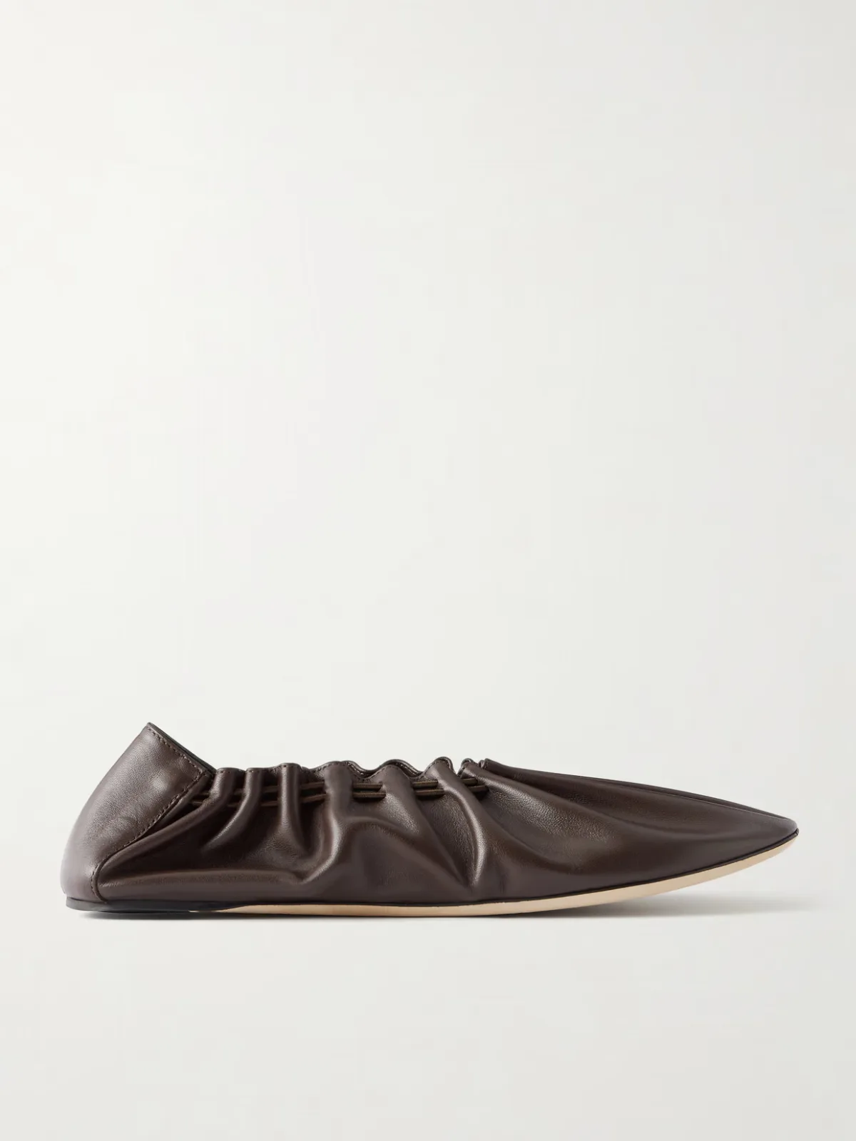 Rue Gathered Leather Ballet Flats