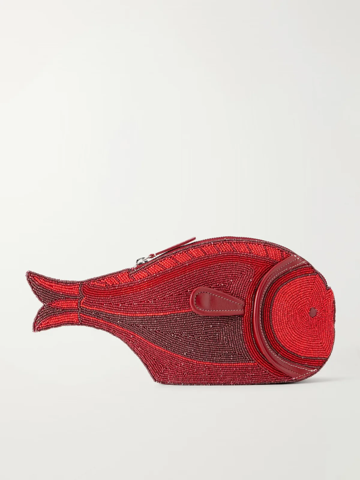 Pesce Beaded Leather Clutch
