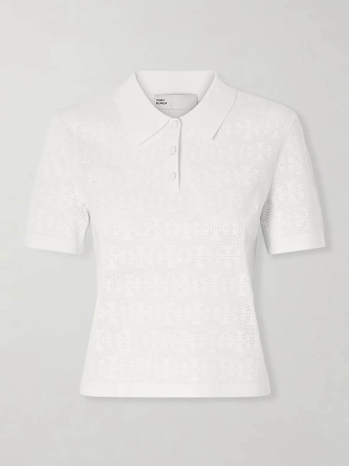 Pointelle-Knit Polo Shirt