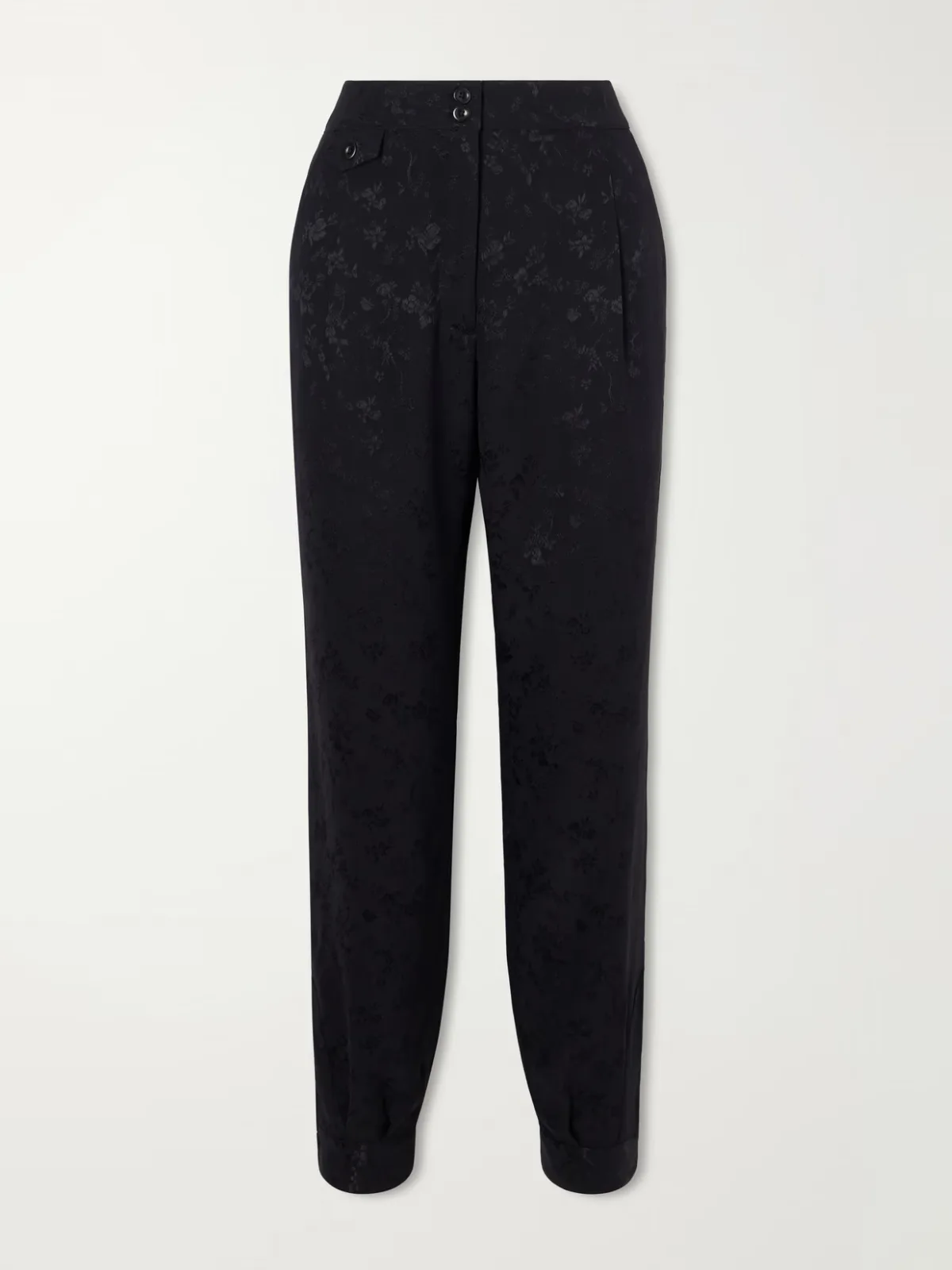 Gaucha Floral-Jacquard Silk Tapered Pants