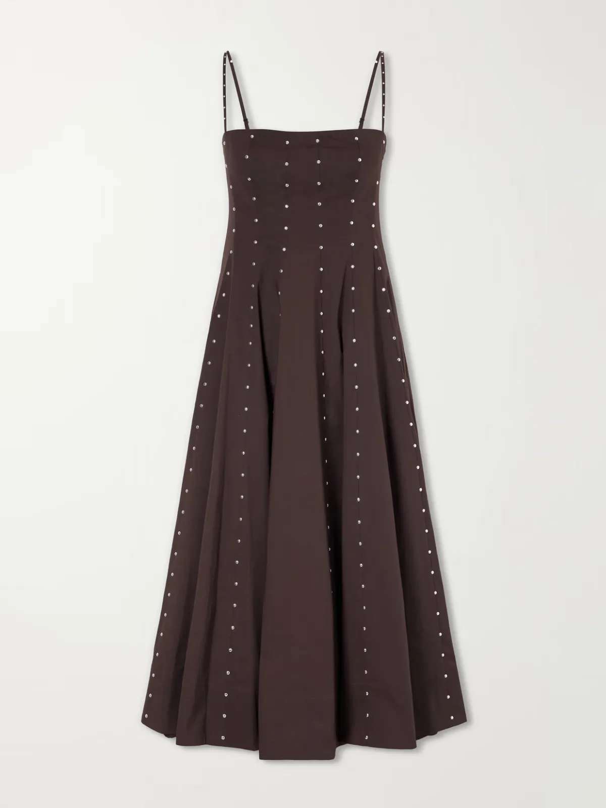 Wylie Embellished Paneled Cotton-Blend Poplin Midi Dress