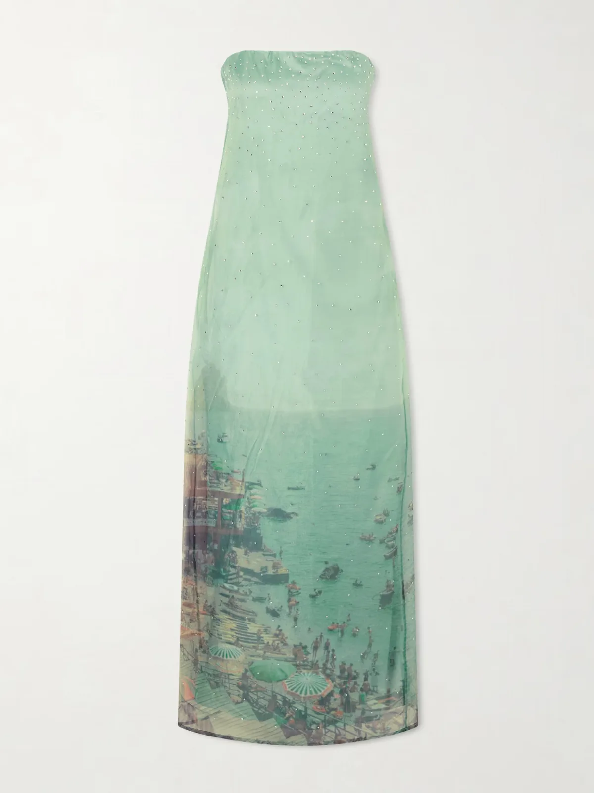 Amara Strapless Printed Organza Maxi Dress