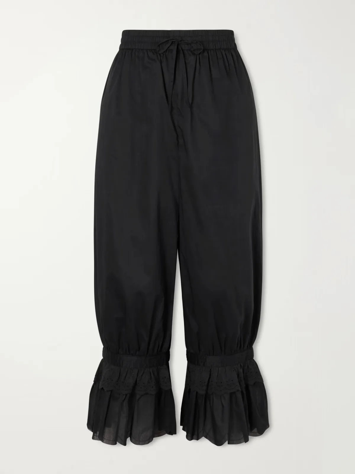 Renzo Cropped Scalloped Cotton-Voile Balloon Pants