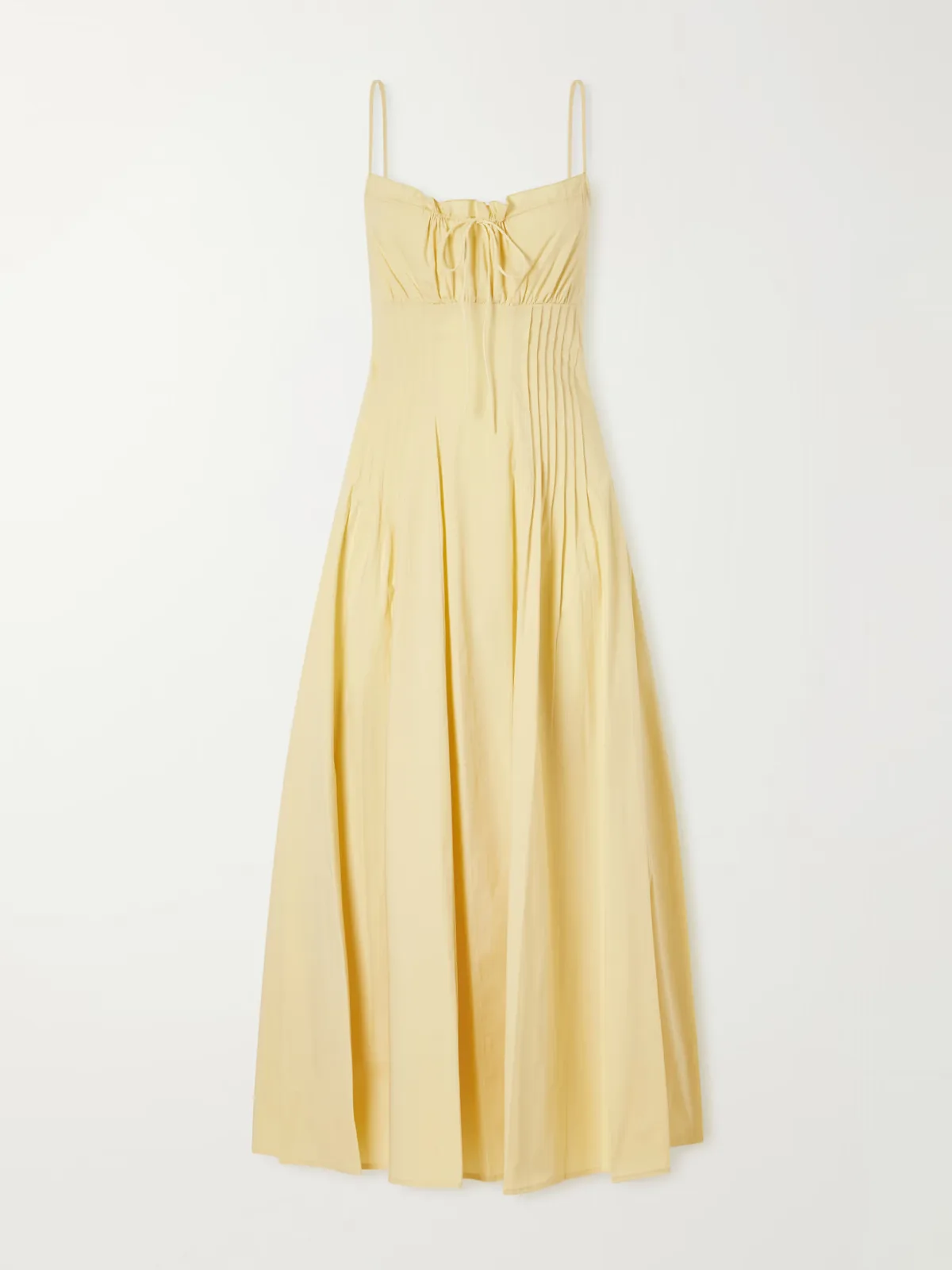 Margi Ruffled Pleated Cotton-Stretch Poplin Midi Dress by STAUD