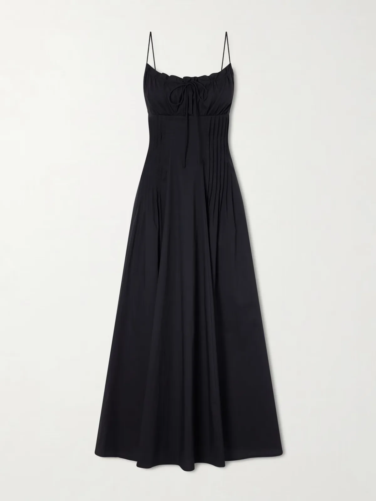 Margi Ruffled Pleated Cotton-Stretch Poplin Midi Dress