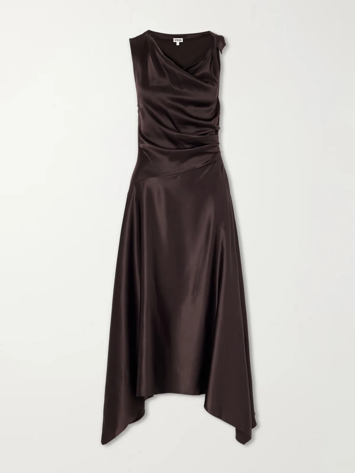 Portia Off-The-Shoulder Asymmetric Stretch-Silk Gown