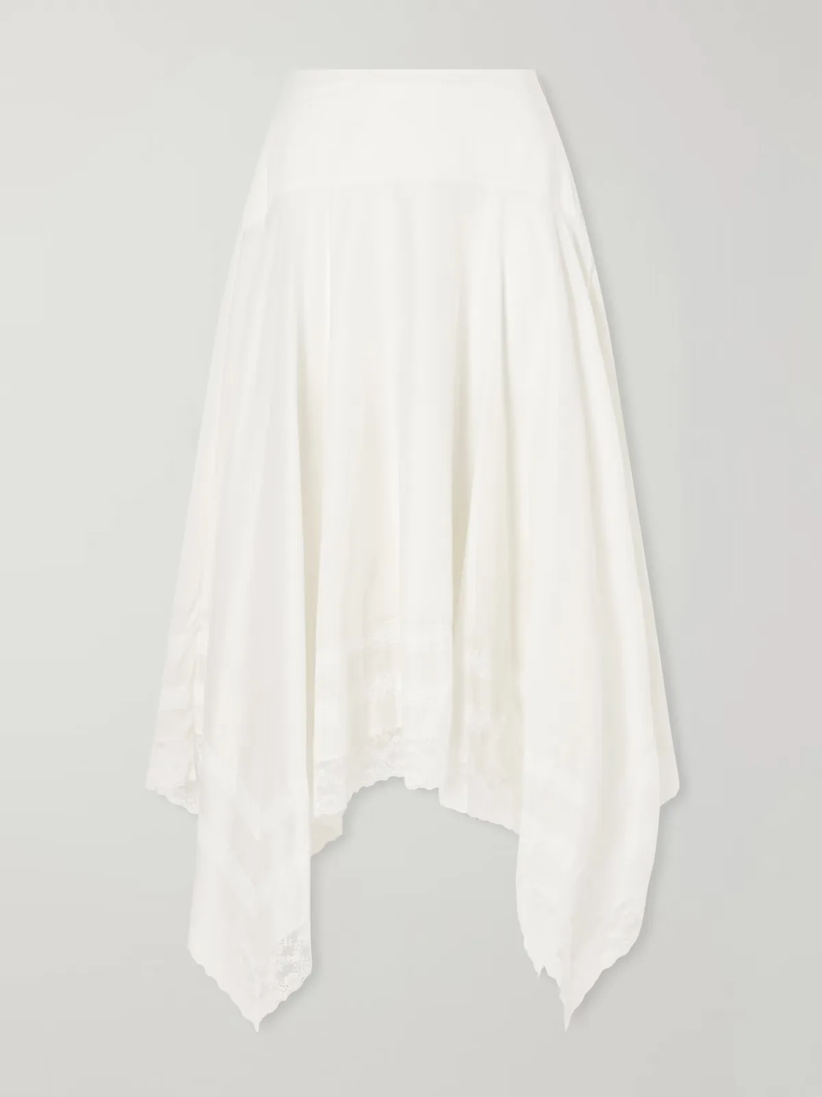 Ainsley Asymmetric Lace-Trimmed Cotton-Voile Maxi Skirt