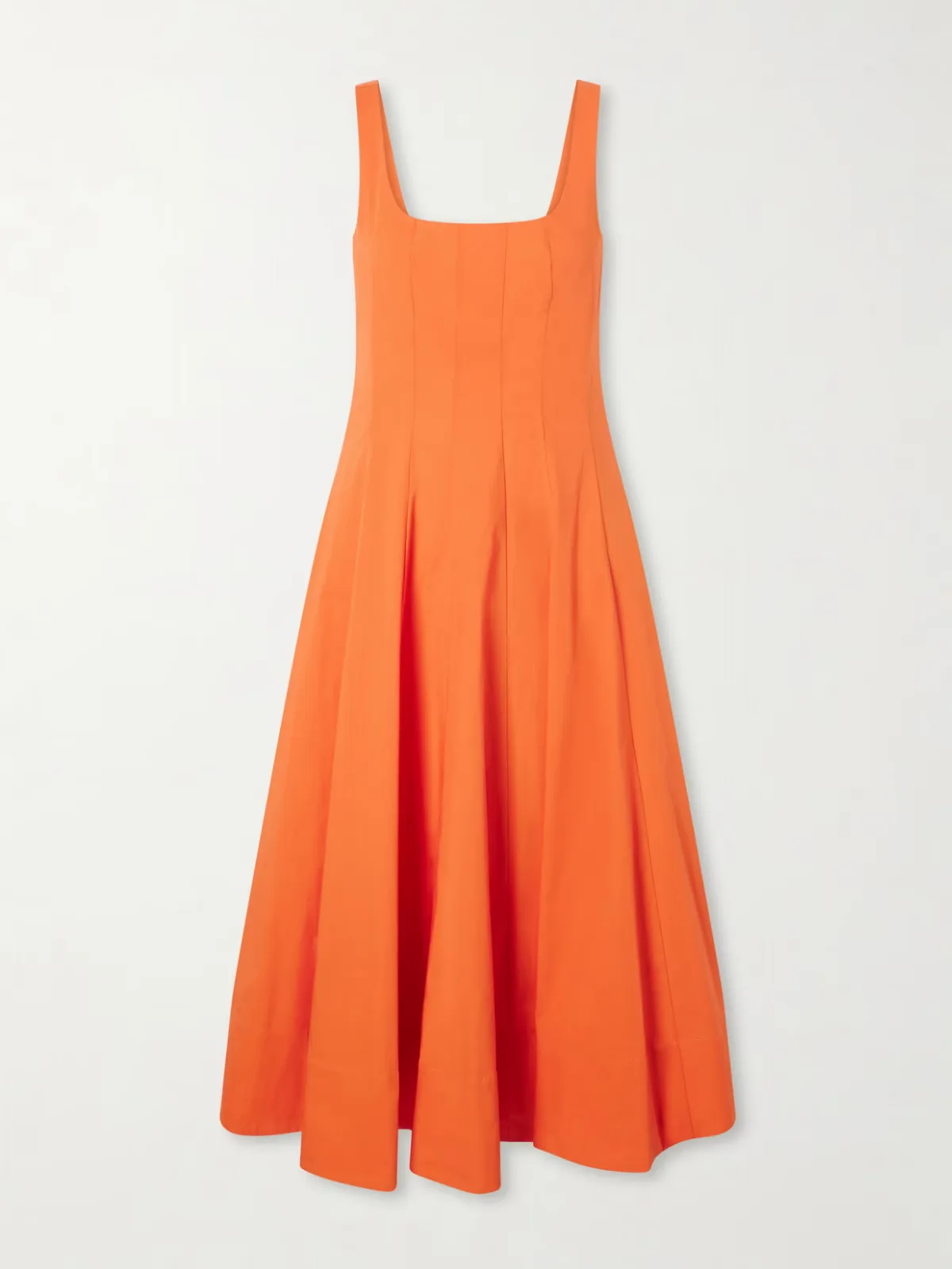 Wells Pleated Cotton-Blend Poplin Midi Dress