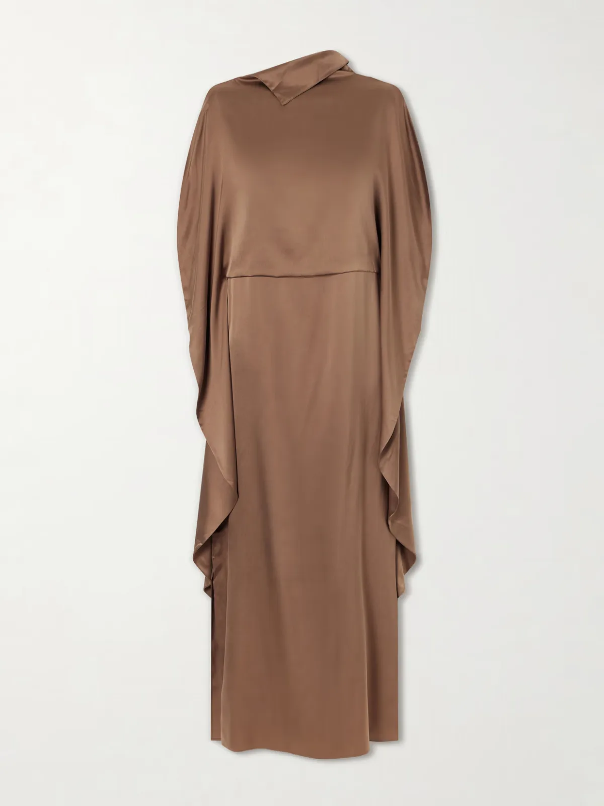 Ikra Cape-Effect Draped Silk-Habotai Maxi Dress