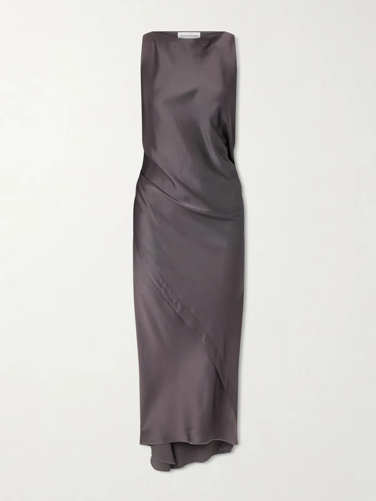 Draped Satin Midi Dress