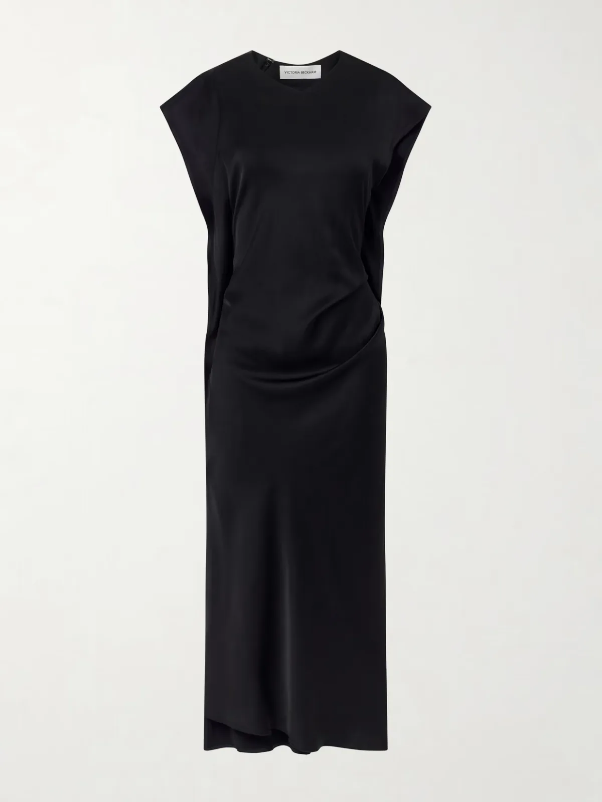 Victoria Gathered Satin Midi Dress