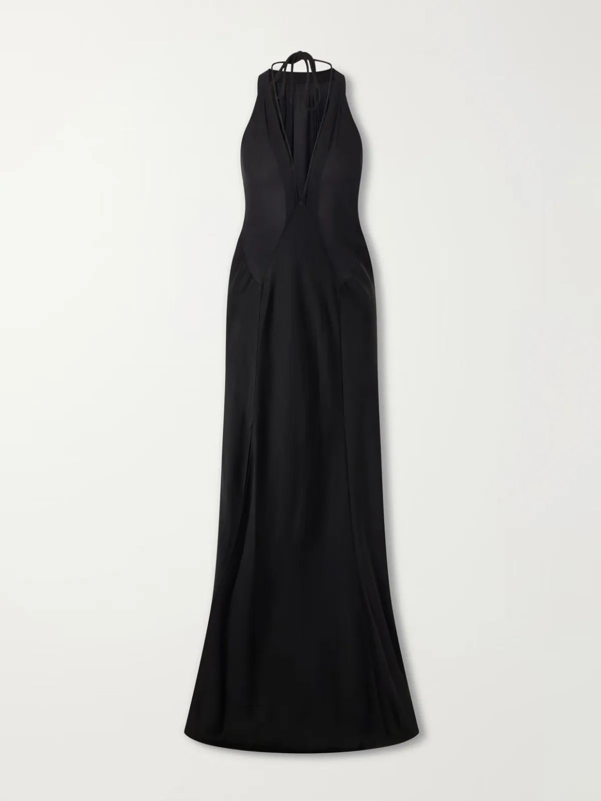 Paneled Satin Halterneck Gown