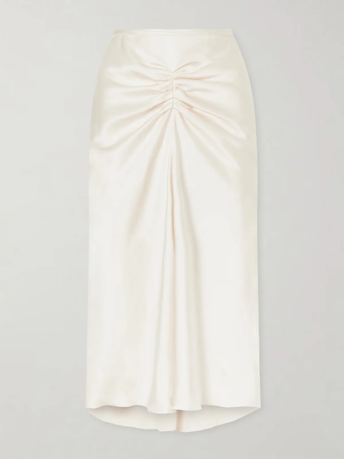 Bela Ruched Satin Midi Skirt