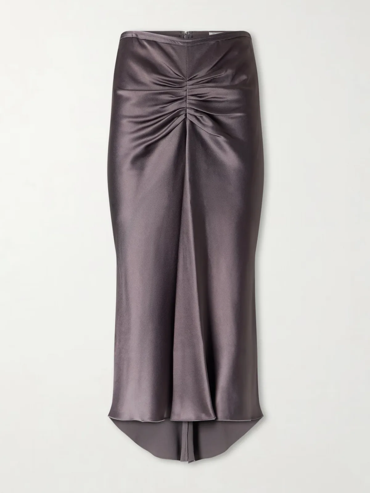 Bela Ruched Satin Midi Skirt