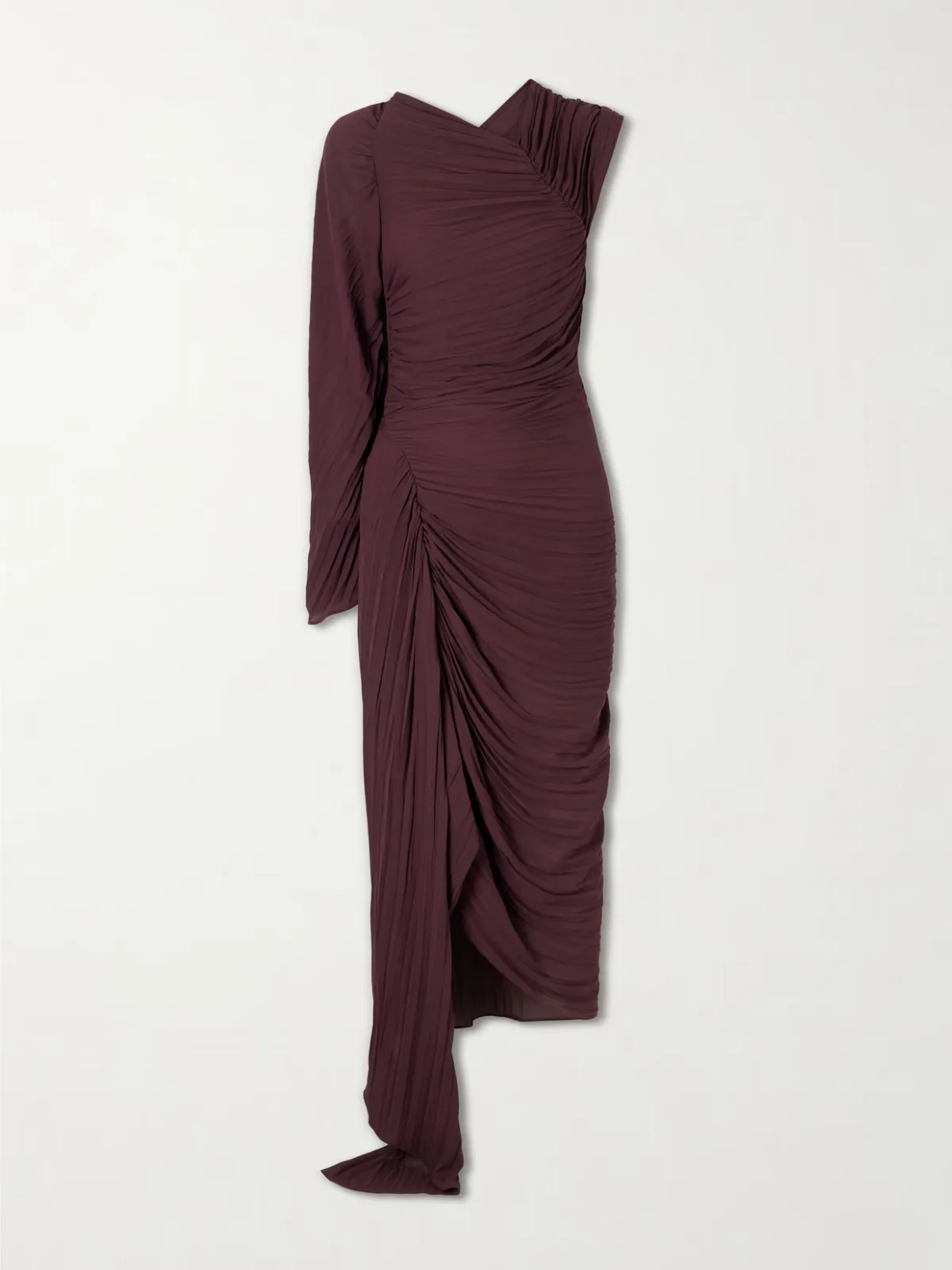 Off-The-Shoulder Plissé Midi Dress