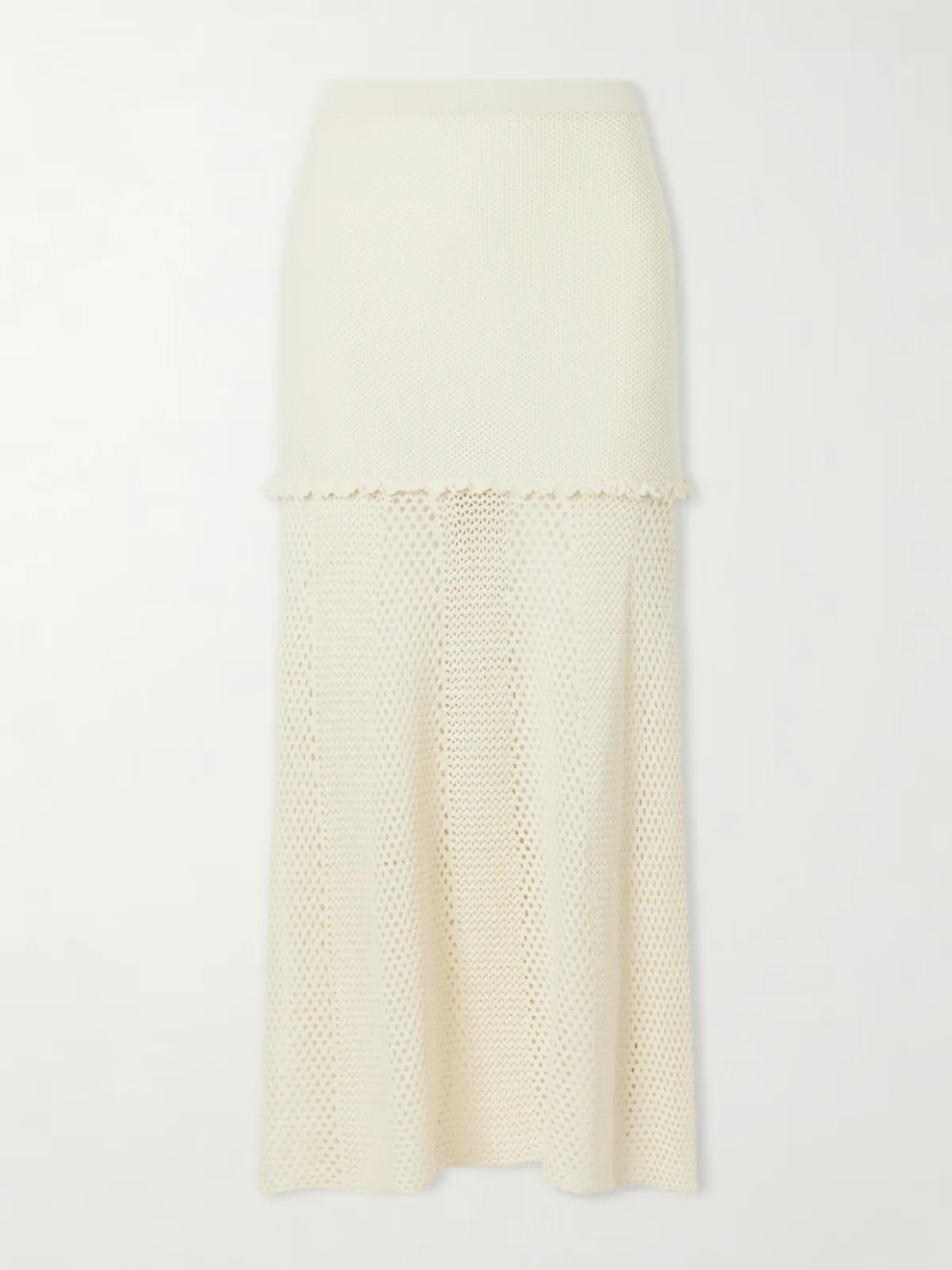 Mural Crocheted Cotton Midi Skirt