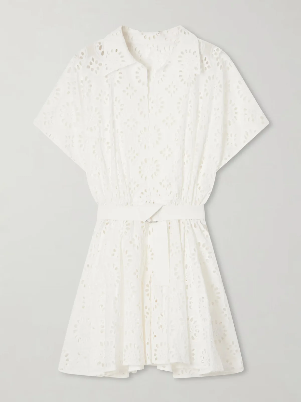 Belted Broderie Anglaise Cotton Mini Dress