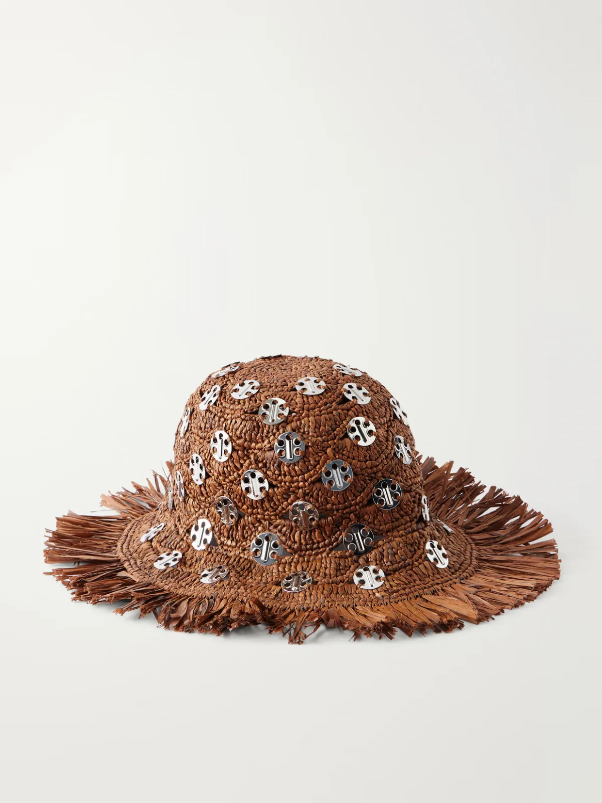 Autres Embellished Fringed Raffia Hat