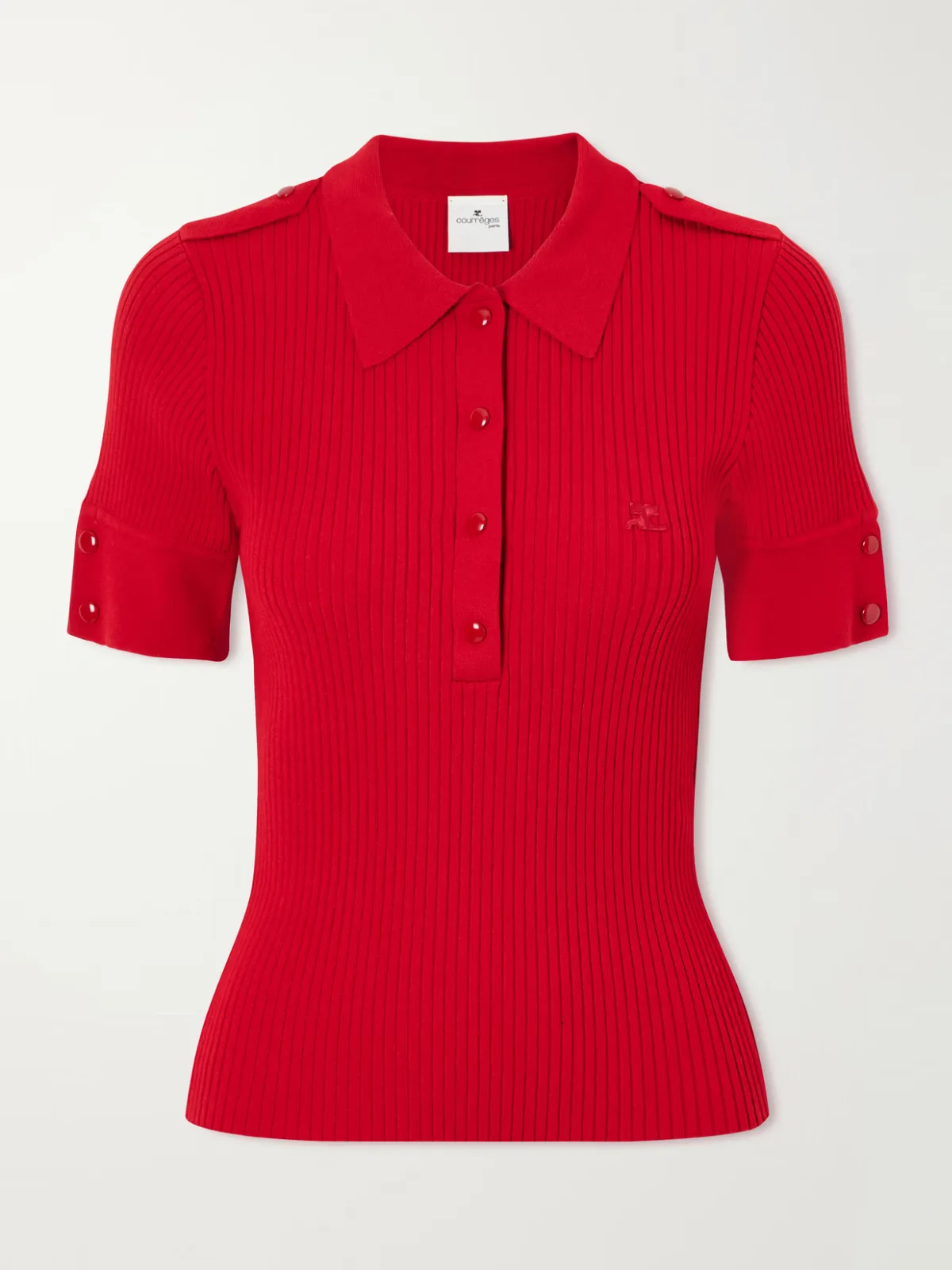 Logo-Embroidered Ribbed-Knit Polo T-Shirt