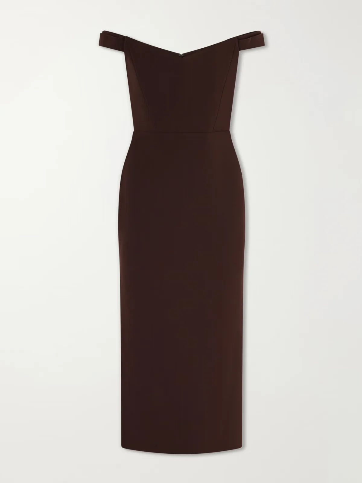 Off-The-Shoulder Crepe Midi Dress