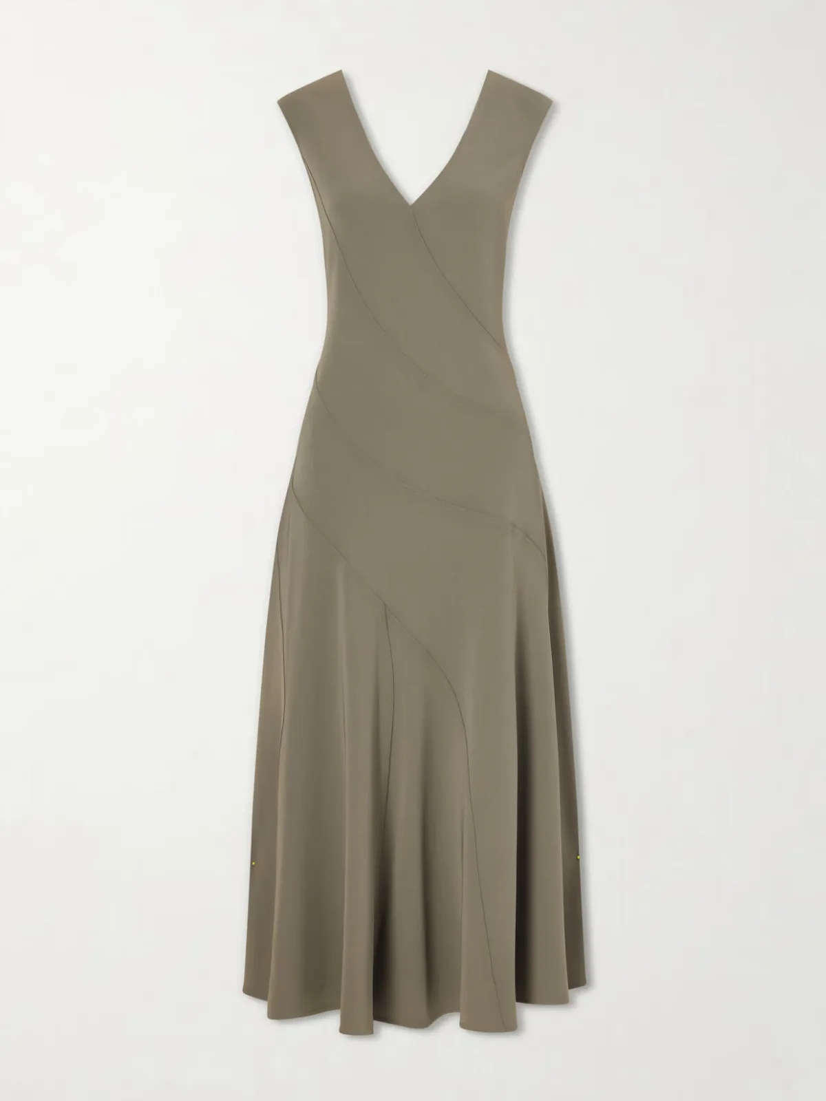 Romana Pleated Crepe Midi Dress