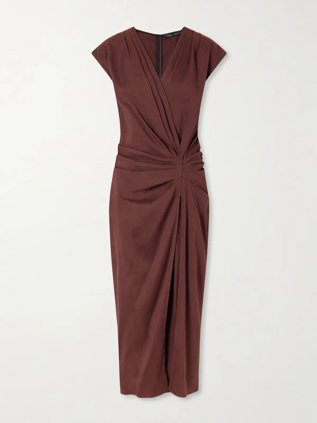Bettina Gathered Linen-Blend Midi Dress