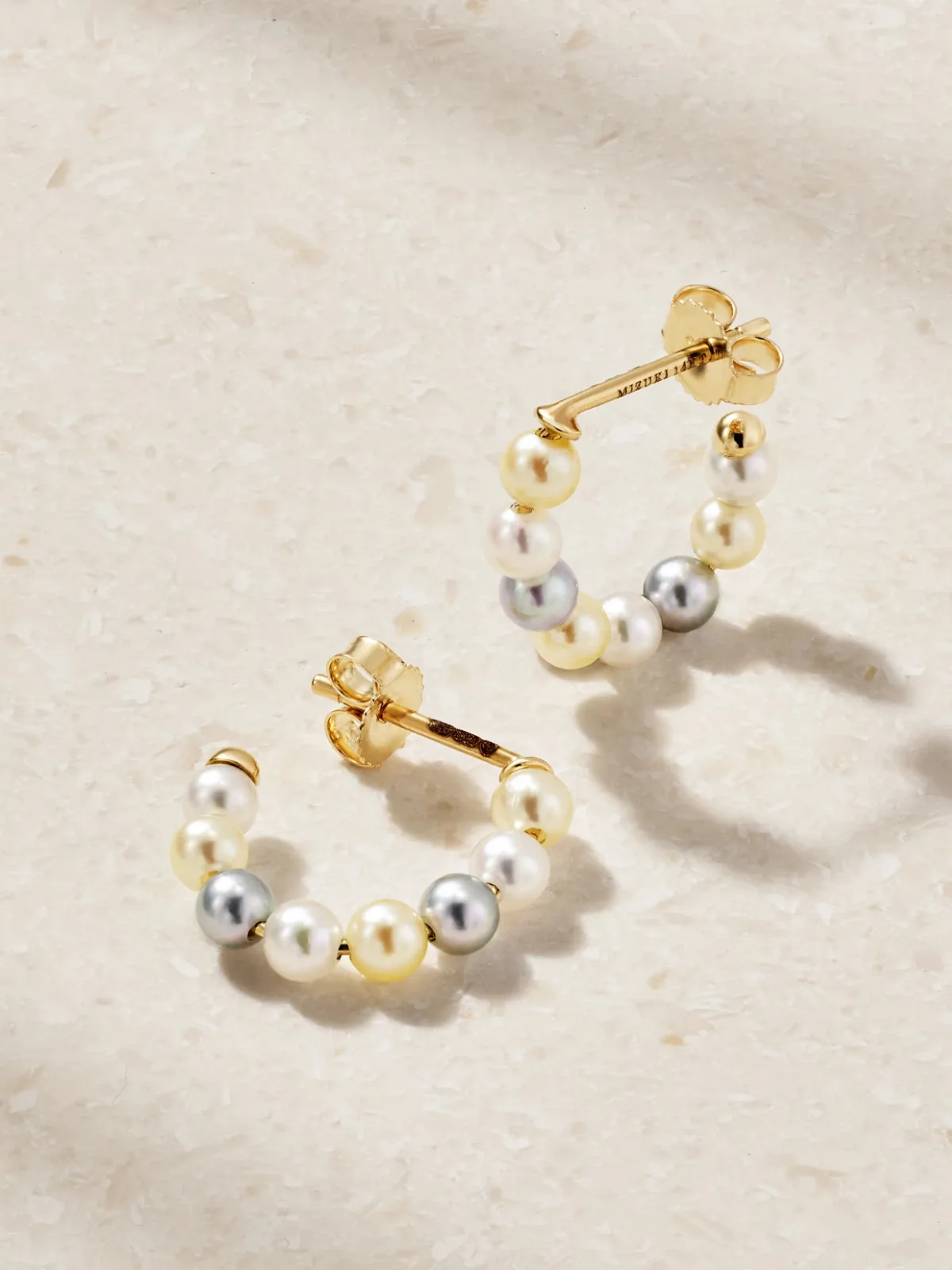 14-Karat Gold Pearl Hoop Earrings